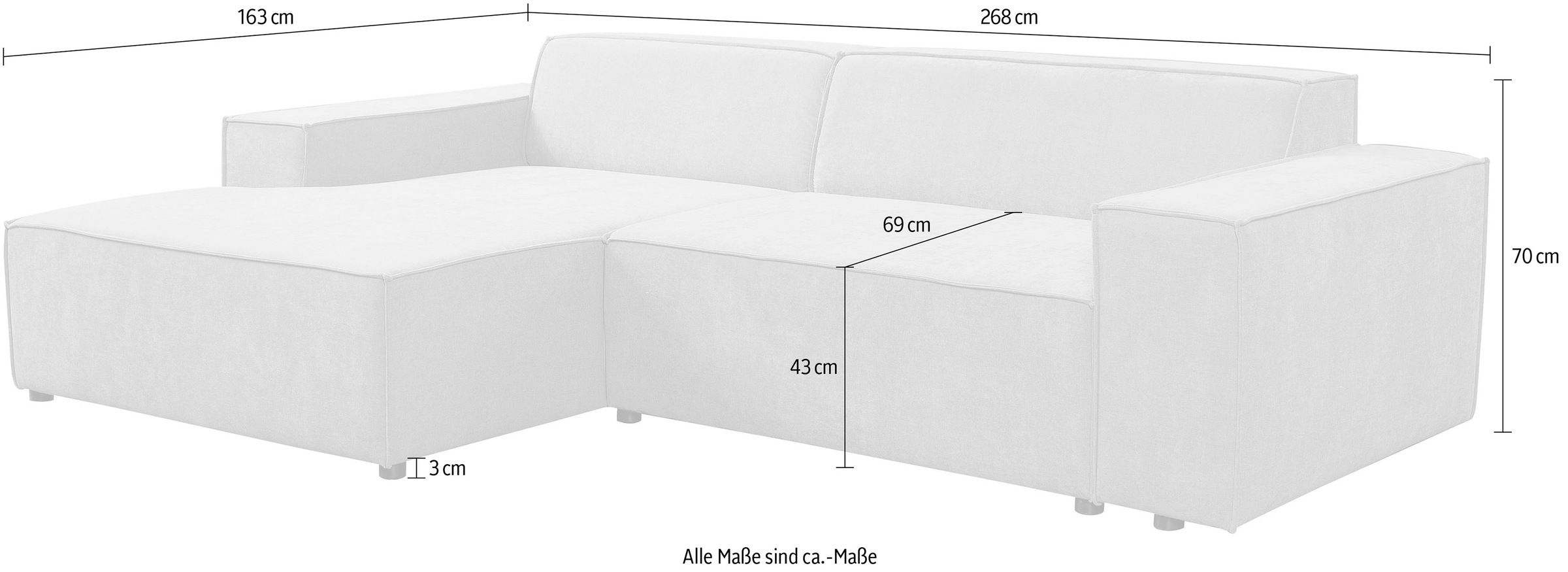 WERK2 Ecksofa »Trento, elegant & zeitlos, Breite  268cm, pflegeleichte Bezüge, L-Form« Trento – Sofa mit Eleganz, Komfort und klaren Linien für jeden Raum