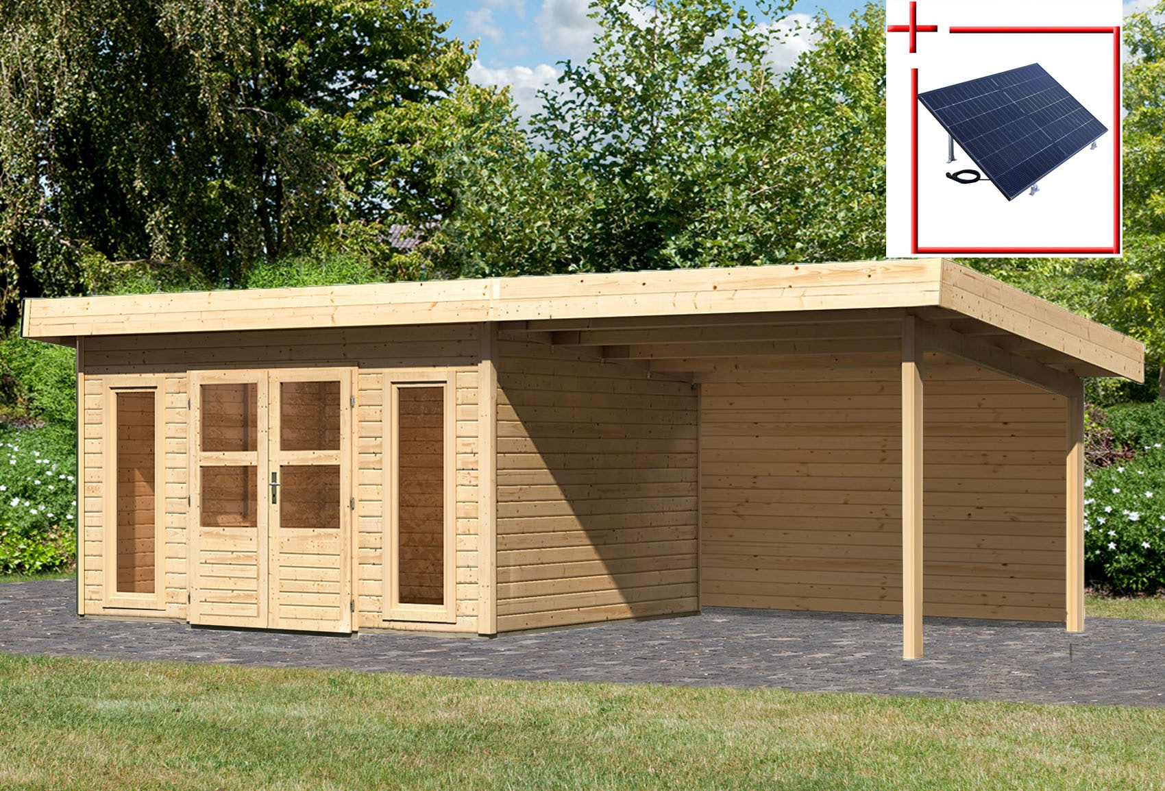KONIFERA Gartenhaus "Perlsee 4", mit Anbaudach günstig online kaufen
