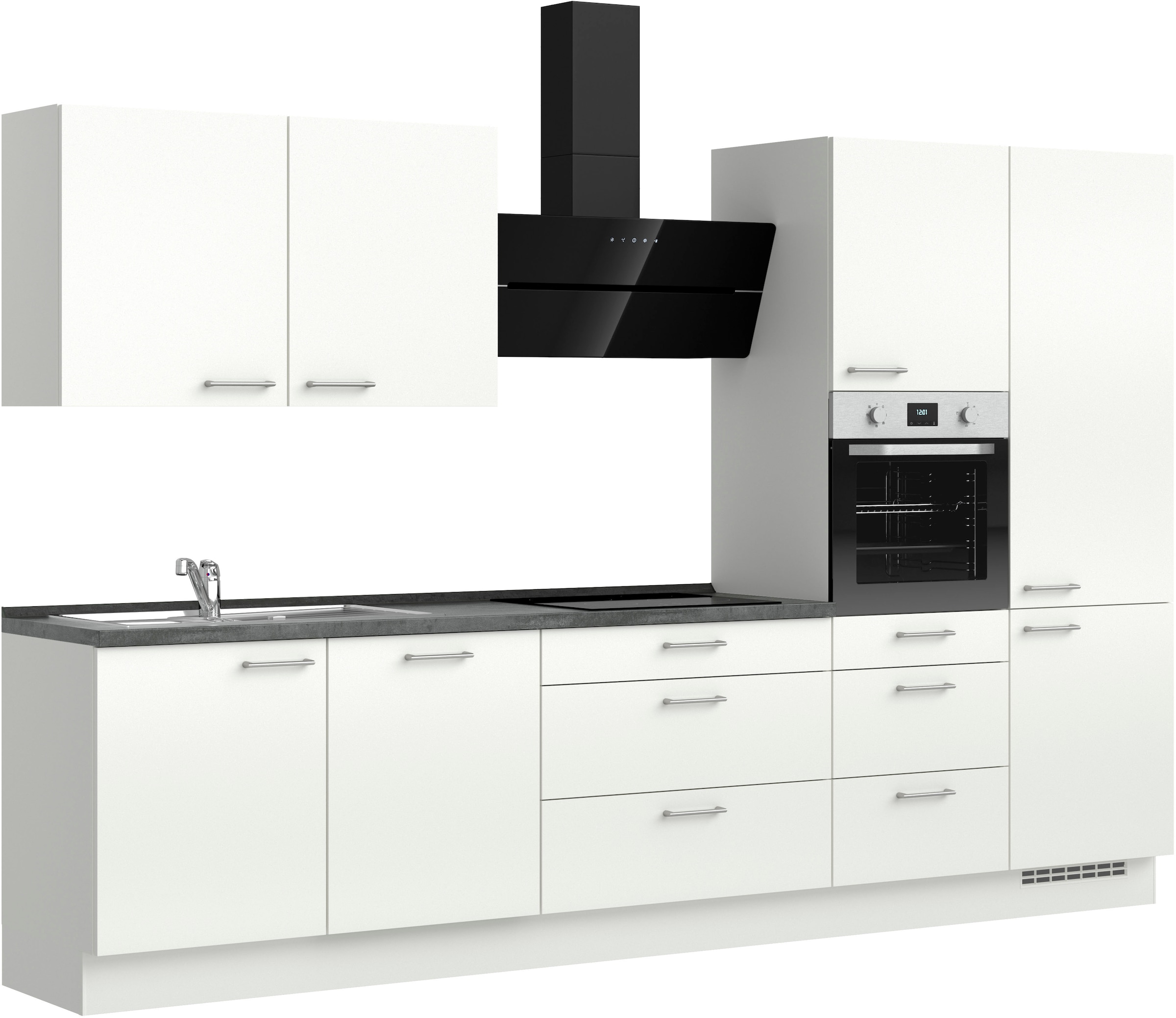 nobilia® Küchenzeile »"Laser II"«, vormontiert, Ausrichtung wählbar, Breite 330 cm, wahlw. mit E-Geräten