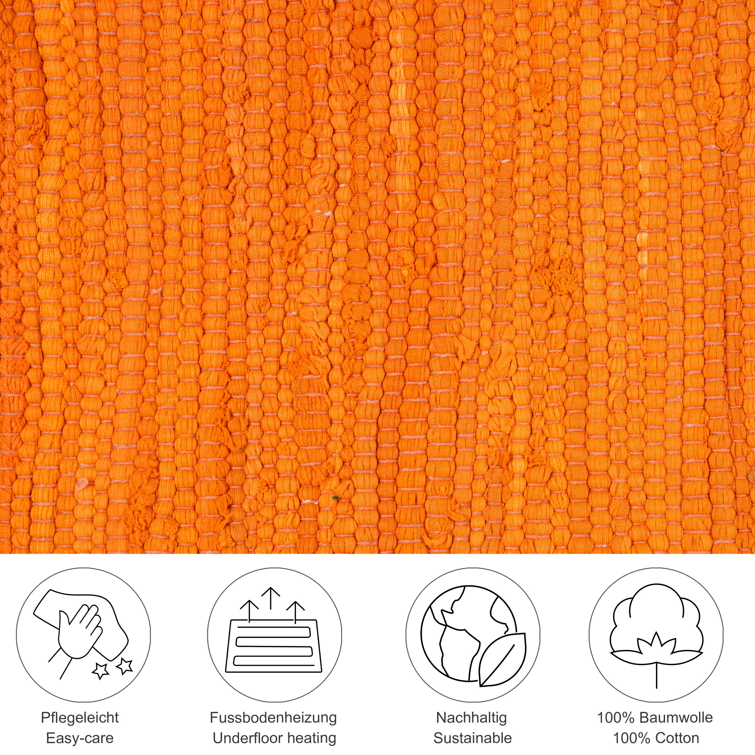 Thumbnail - THEKO Teppich "Happy Cotton Fleckerl, handgewebt" rechteckig 5 mm Höhe Flachgewebe, reine Baumwolle, meliert, mit Franse...