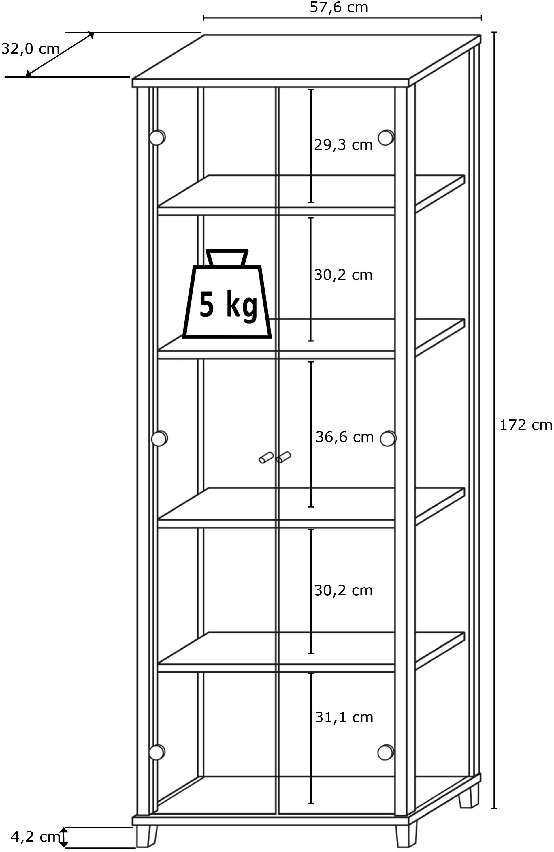 fif möbel Vitrine »OPTIMA«, Standvitrine, Vitrinenschrank, Glasvitrine, Sammlervitrine