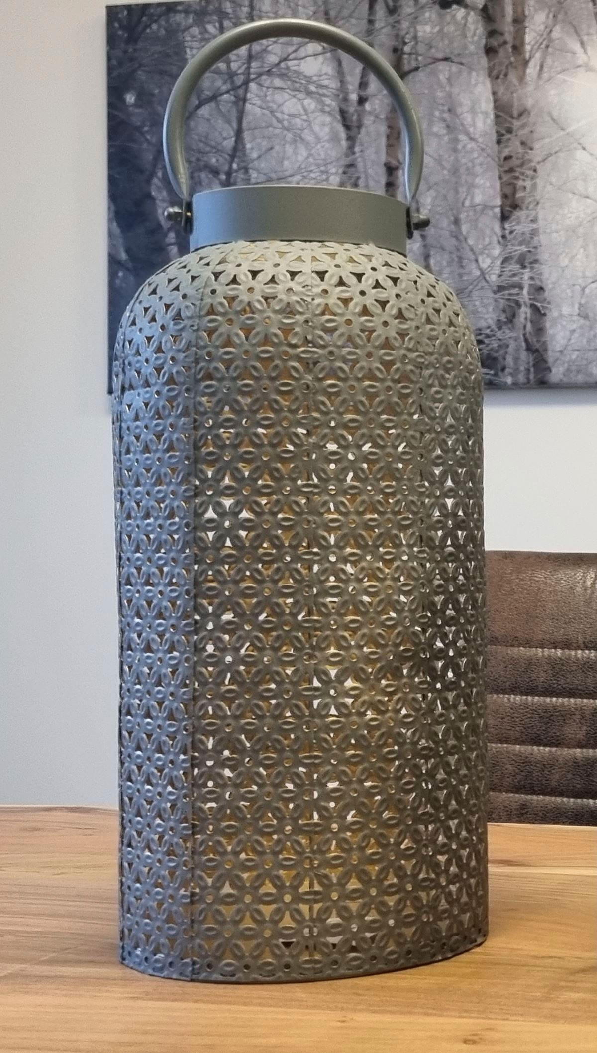 Ambiente Haus Kerzenlaterne »Laterne aus Metall in Grau - (H) 46 cm«, (1 St.)  | BAUR