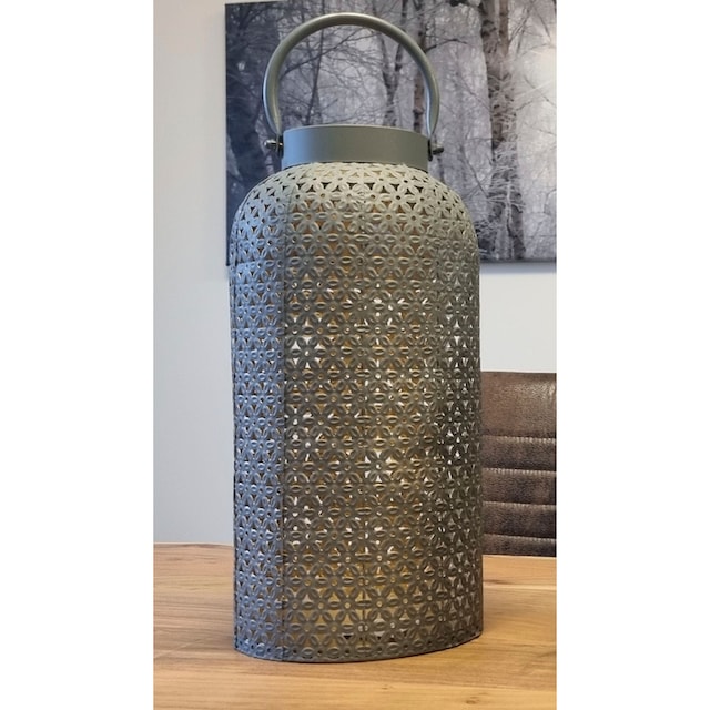Ambiente Haus Kerzenlaterne »Laterne aus Metall in Grau - (H) 46 cm«, (1 St.)  | BAUR