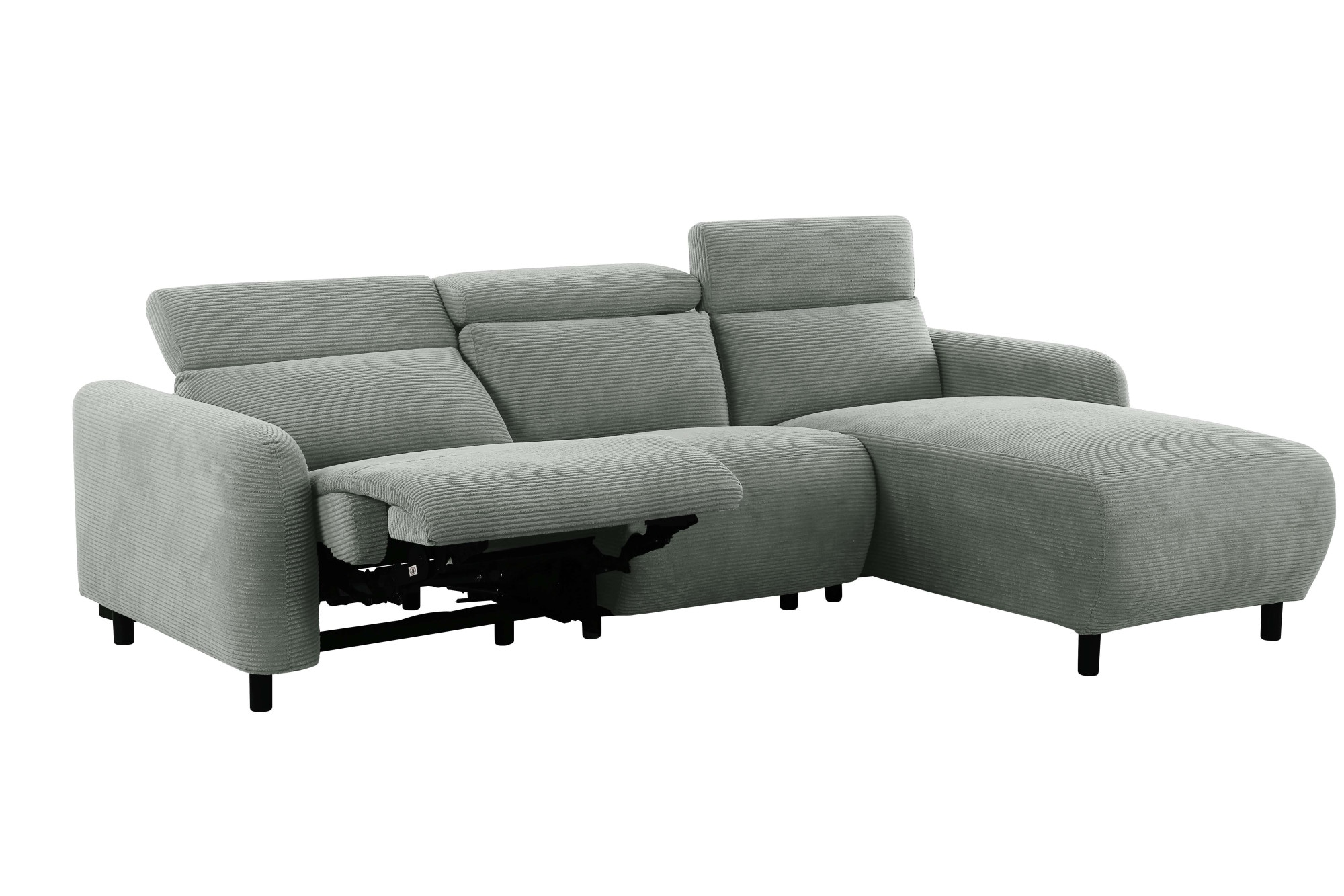 Home affaire Ecksofa »SKAANE in Cord, L-Form, 274 cm, manuelle u. elektrische Funktion,«, Kopfteilverstellung, Relax-und Liegefunktion, Federkernpolsterung