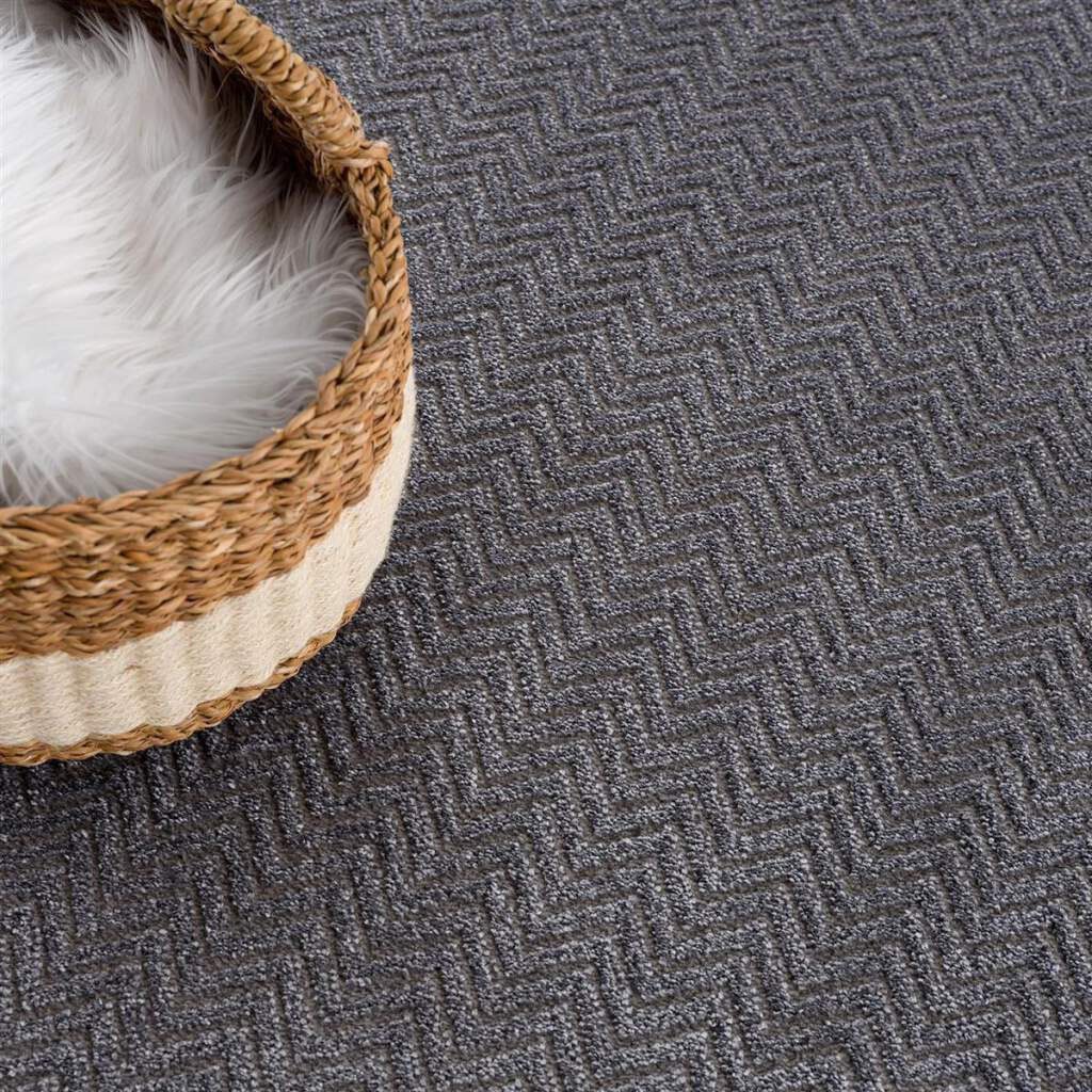 Carpet City Teppich »Friseé-Teppich FANCY805«, rund, 12 mm Höhe, Kurzflor, Einfarbig, 3D-Optik, Zickzack Look
