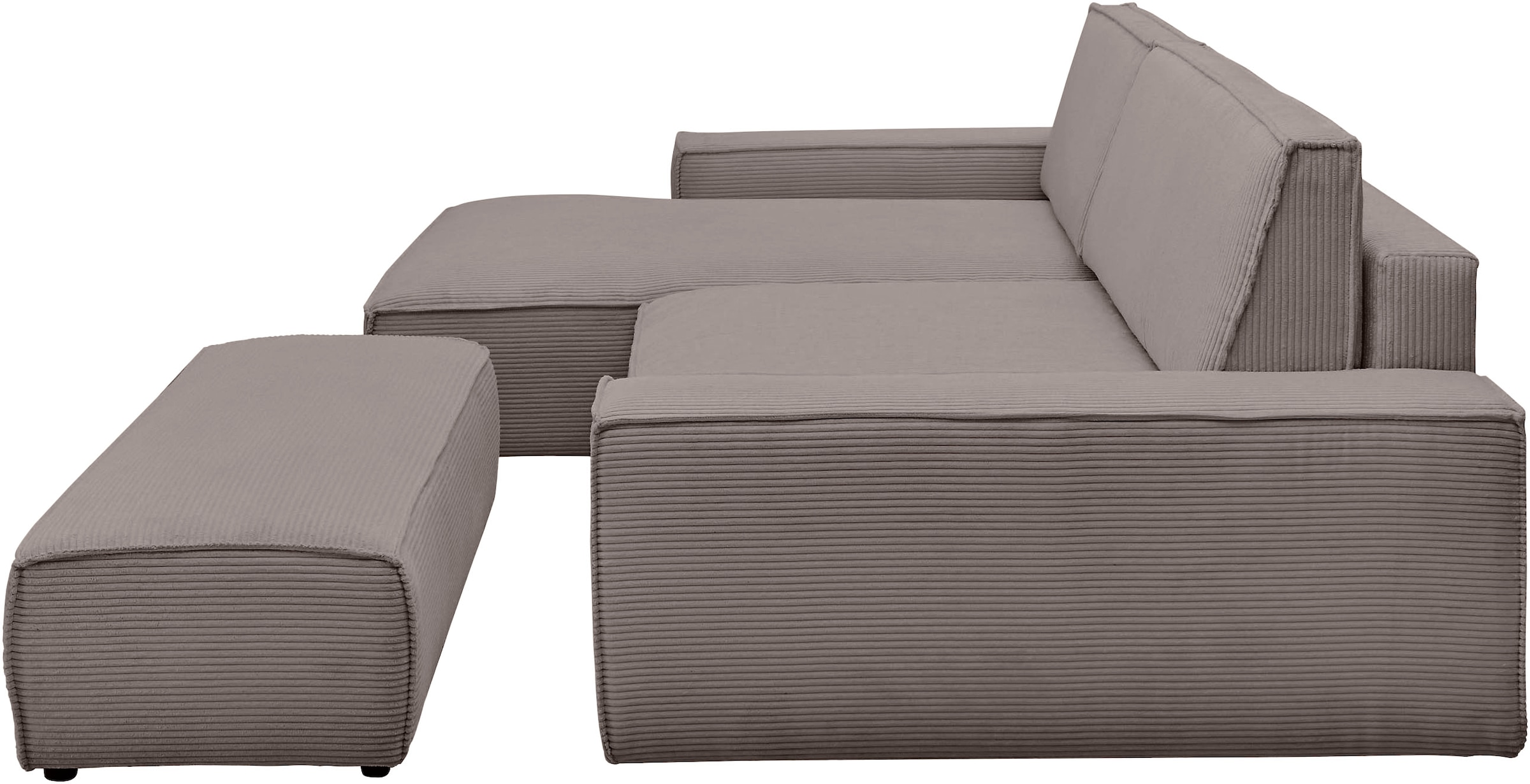 Home affaire Polsterecke »NEU: SHERWOOD XXL tief, L-Form mit Schlaffunktion, Big-Sofa mit Hocker«, (Set, 2 St.), stellbar zum Schlafsofa (Krokodilverbinder), Cord, Leinenoptik