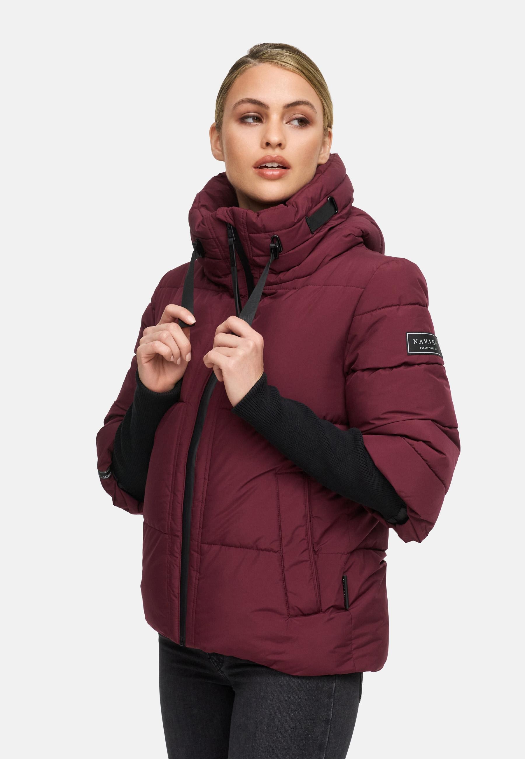Navahoo Steppjacke »Lotusherz XIV«, mit Kapuze, Warme gesteppte Winterjacke mit Rippstrickärmeln