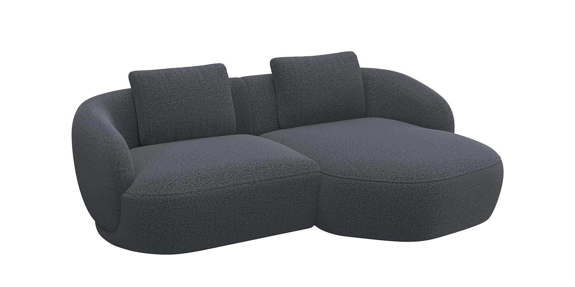 FLEXLUX Wohnlandschaft »Torino, rund, L-Form, Sofa-Ecke mit Recamiere, Longchair-Sofa«, Modernes, organisches Sofa-Design, Kaltschaum, Wellenunterfederung
