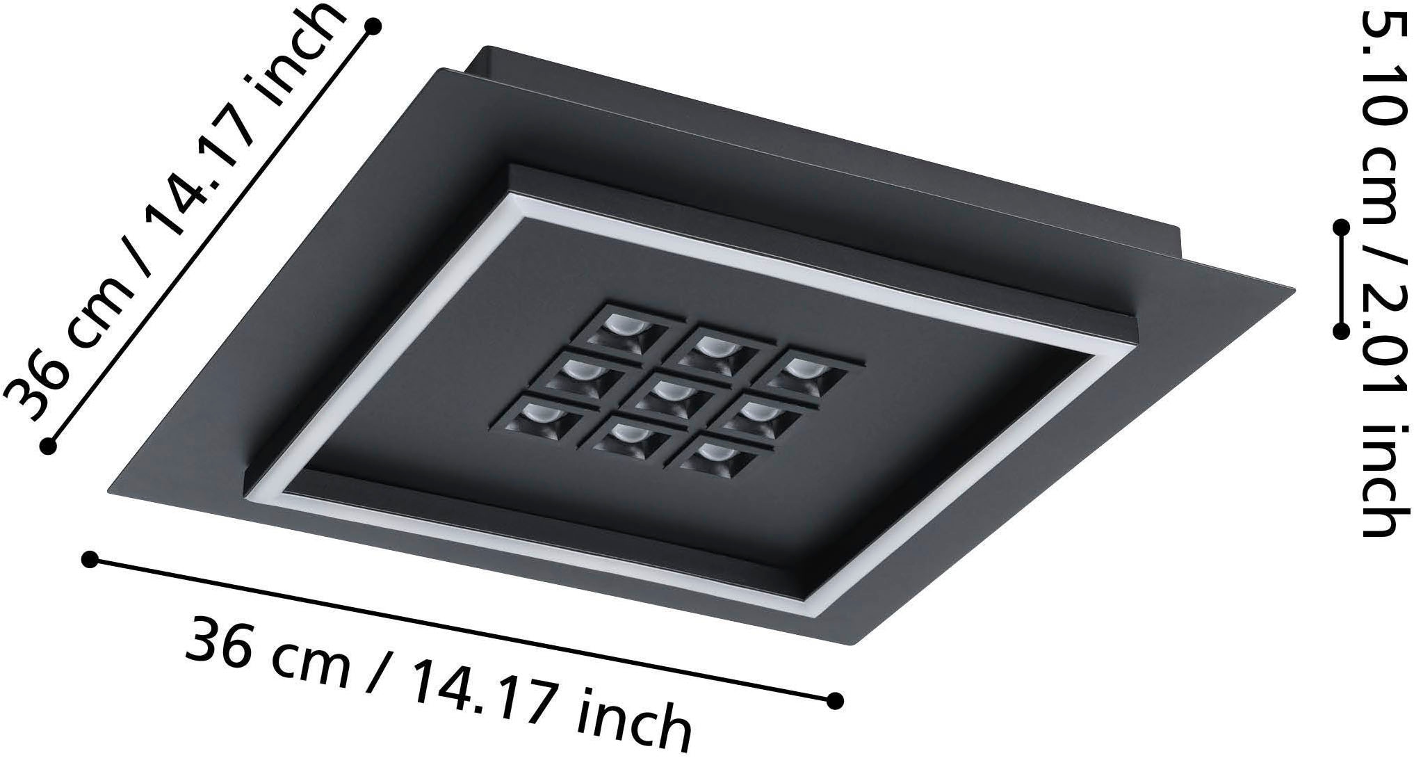 EGLO Deckenleuchte »Balazote Deckenlampe quadratisch aus Metall und Konststoff Lampe« LED-Modul 1 Stk. Kaltweiß | Neutralweiß | Warmweiß