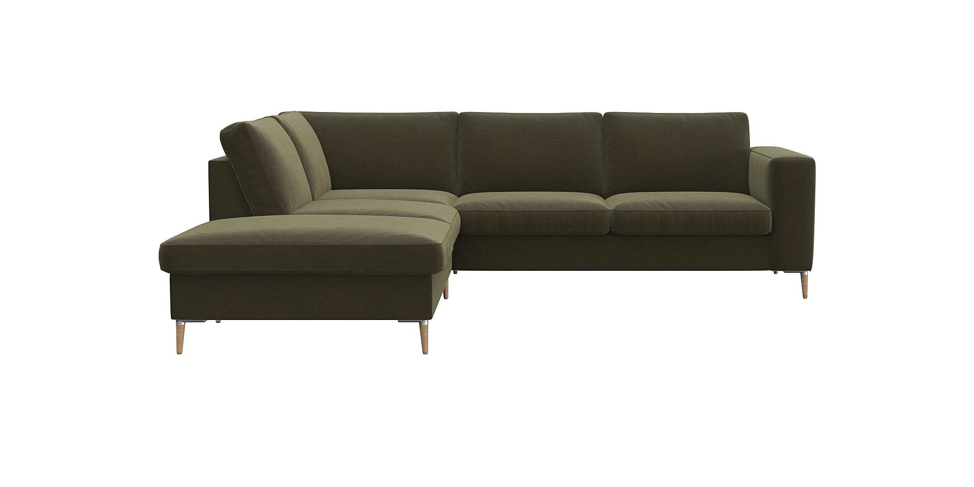 FLEXLUX Ecksofa "Fiore, L-Form" breite Armlehnen, Füße Alu/Eiche, B/T 241/225 cm, Kaltschaum im Sitz