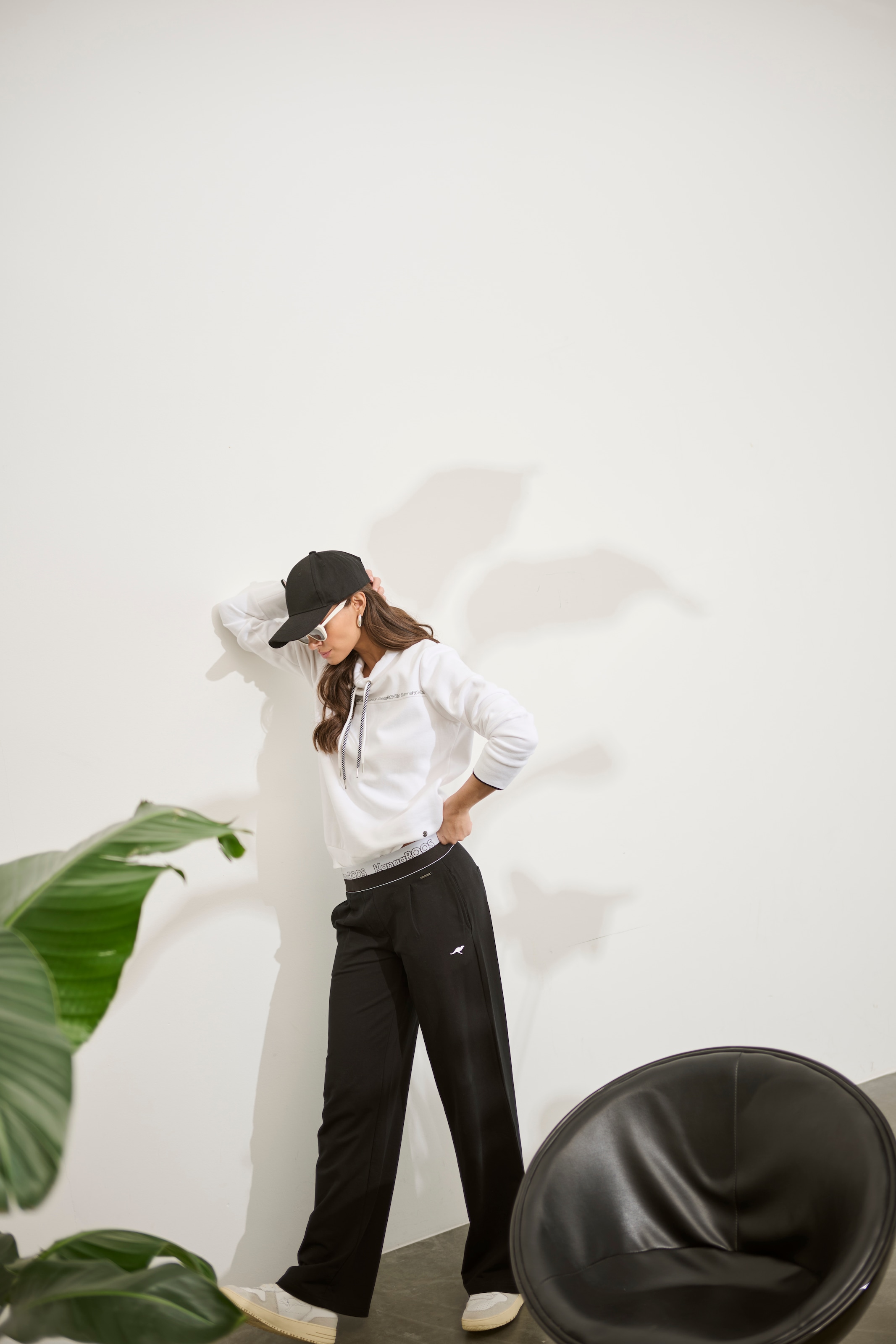 KangaROOS Jerseyhose, Wide-Leg mit Logobund
