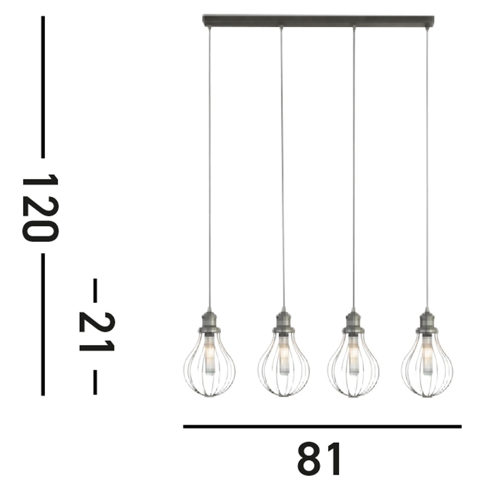 Searchlight Hängeleuchte »Balloon 4Lt Bar Pendant - Pewter Metal« E27 1 Stk.