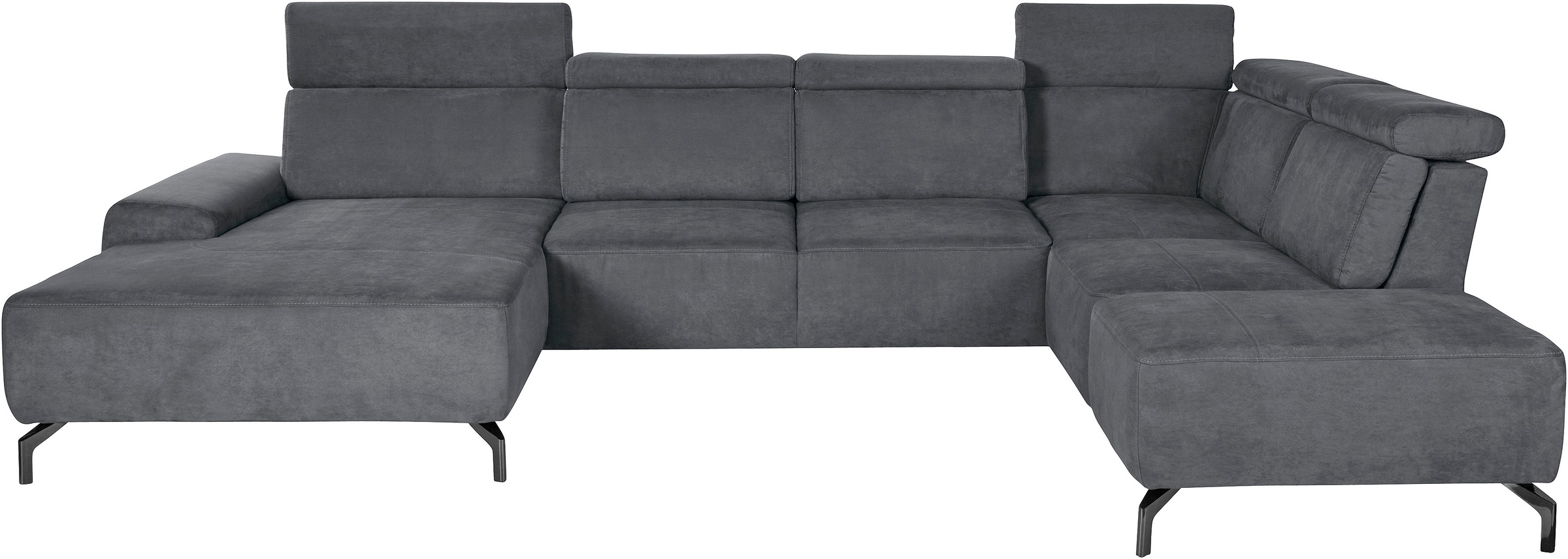sit&more Wohnlandschaft »Gizeh U-Form«, 15 cm Fußhöhe, inklusive Sitztiefenverstellung und Kopfteilverstellung