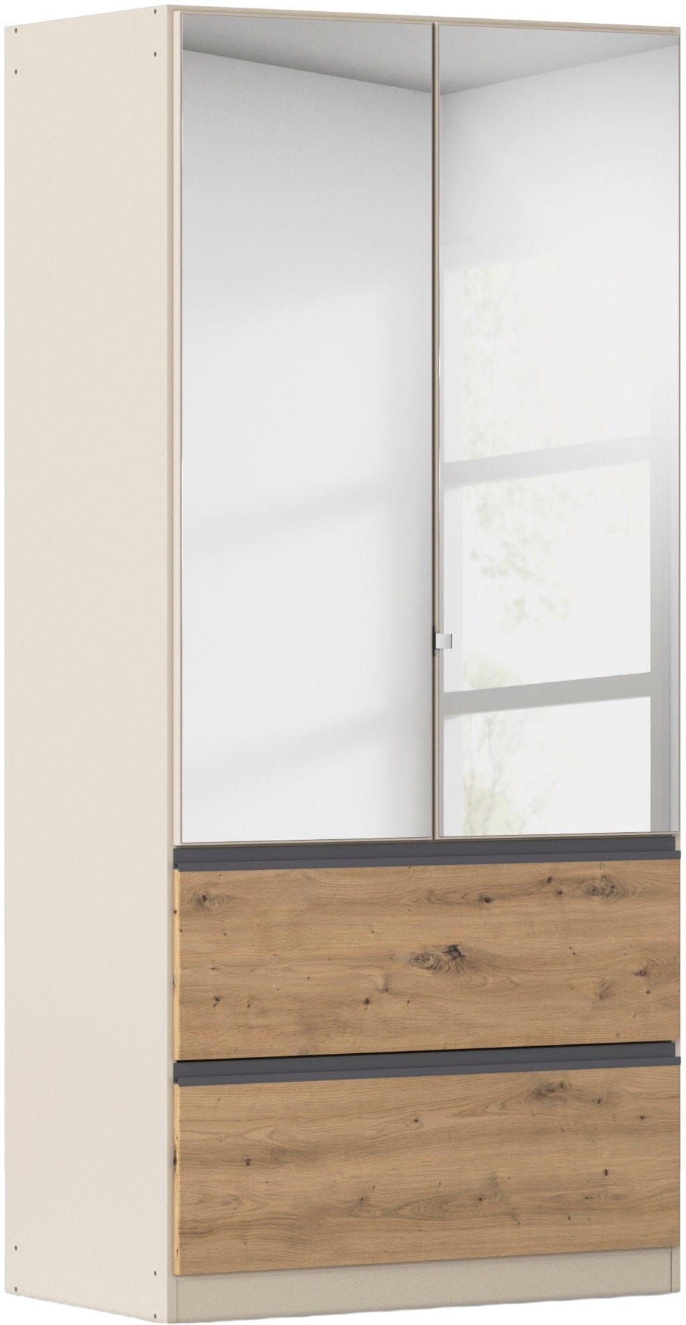 rauch Drehtürenschrank "Kleiderschrank Schrank Garderobe COSTA in den Breiten 91/136/181 cm" in 3 Ausstattungen BASIC/CLASSIC/PREMIUM, mit Spiegel, grifflose Front und Push-to-Open Funktion MADE IN GERMANY