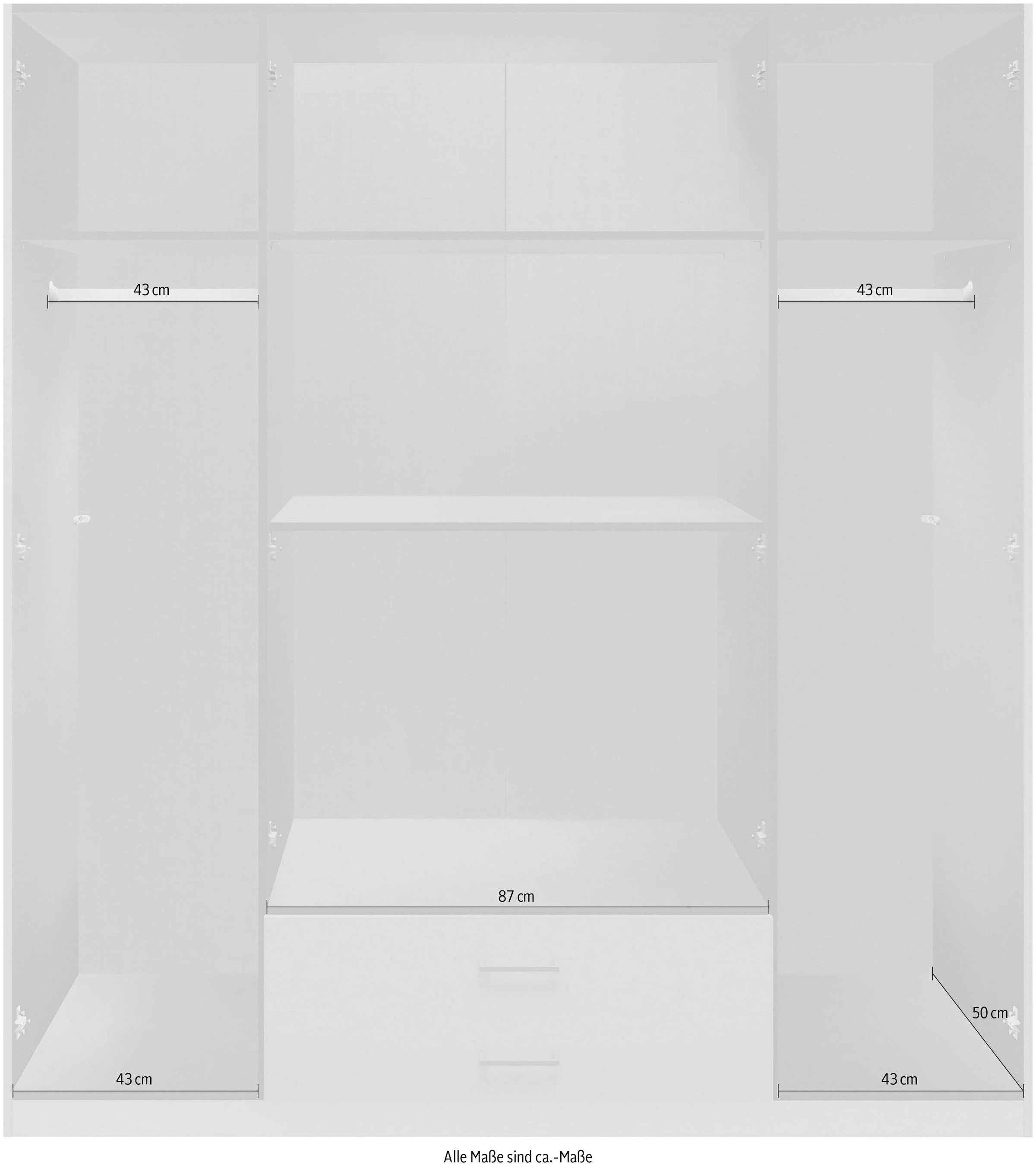 Wimex Kleiderschrank »Fulda, 135 oder 180/58/199cm, 2 Schubladen, Made in Germany«, (mit Kranzleiste), besonderer Look durch Multiplex Optik, mit oder ohne Glasauflage