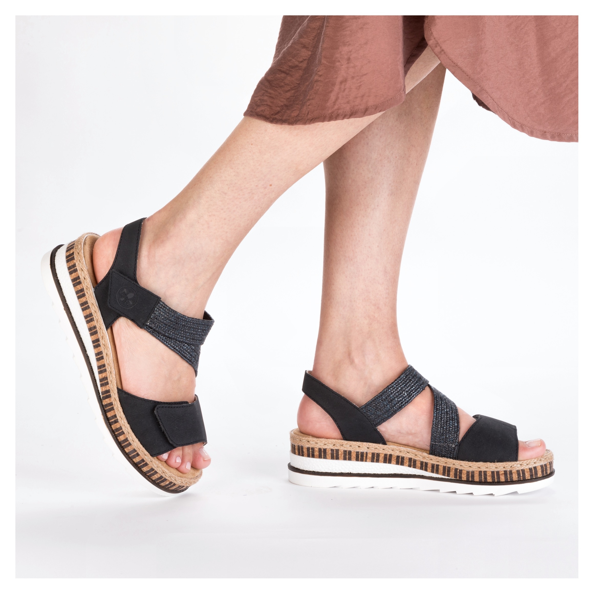 Rieker Keilsandalette, Riemchensandale, Sommerschuh, Urlaubschuh mit Klettriemchen