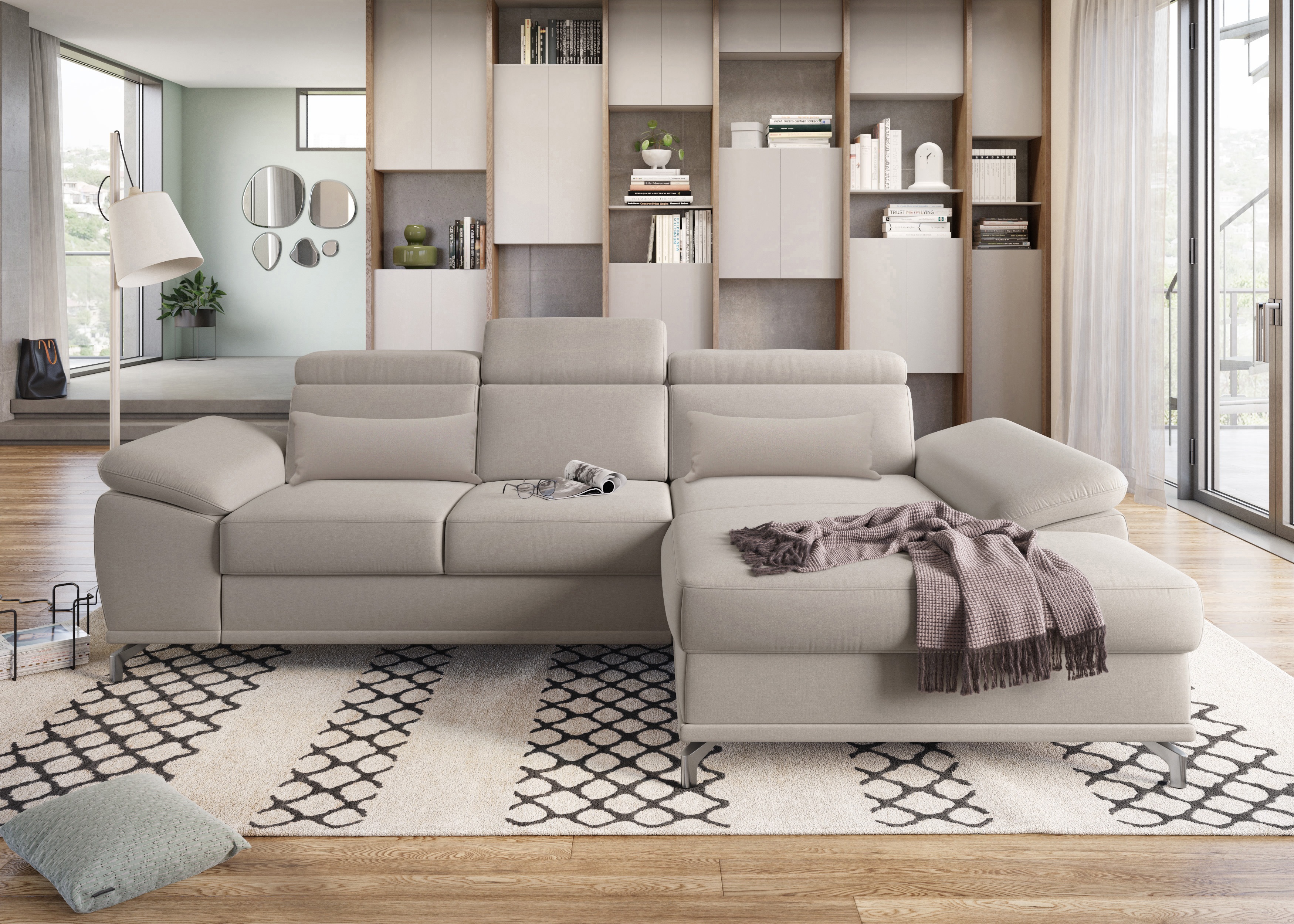 Thumbnail - sit&more Ecksofa "Cabrio L-Form, B: 295 cm, mit Sitztiefen-, Arm- & Kopfteilverstellung" 2 Nierenkissen, Federkern, opti...