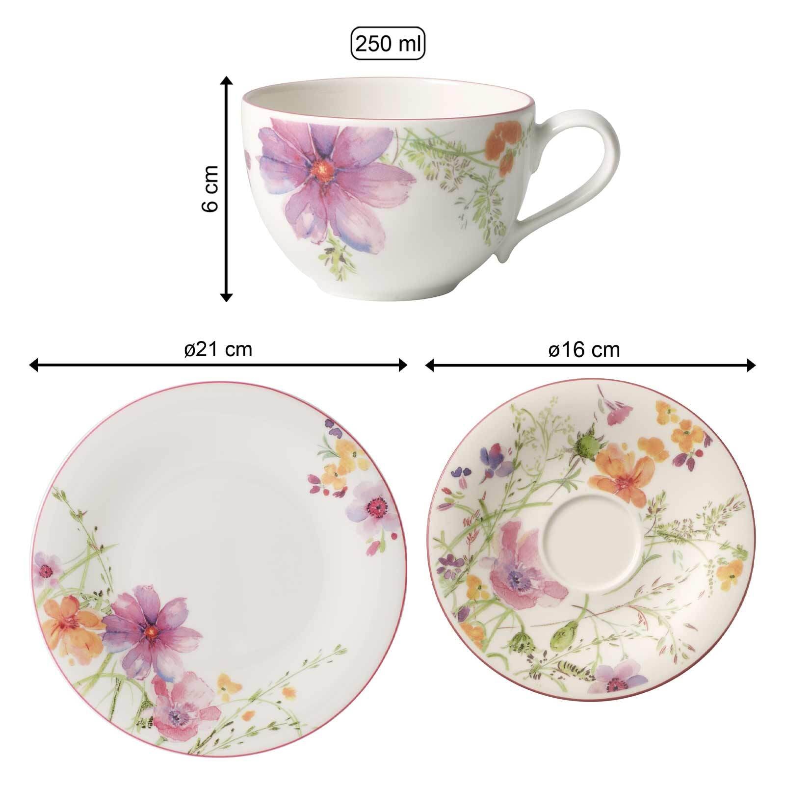 Villeroy & Boch Geschirr-Set »Kaffeeservice Mariefleur Basic 18er Set bunt« Spülmaschinengeeignet, Mikrowellenfest