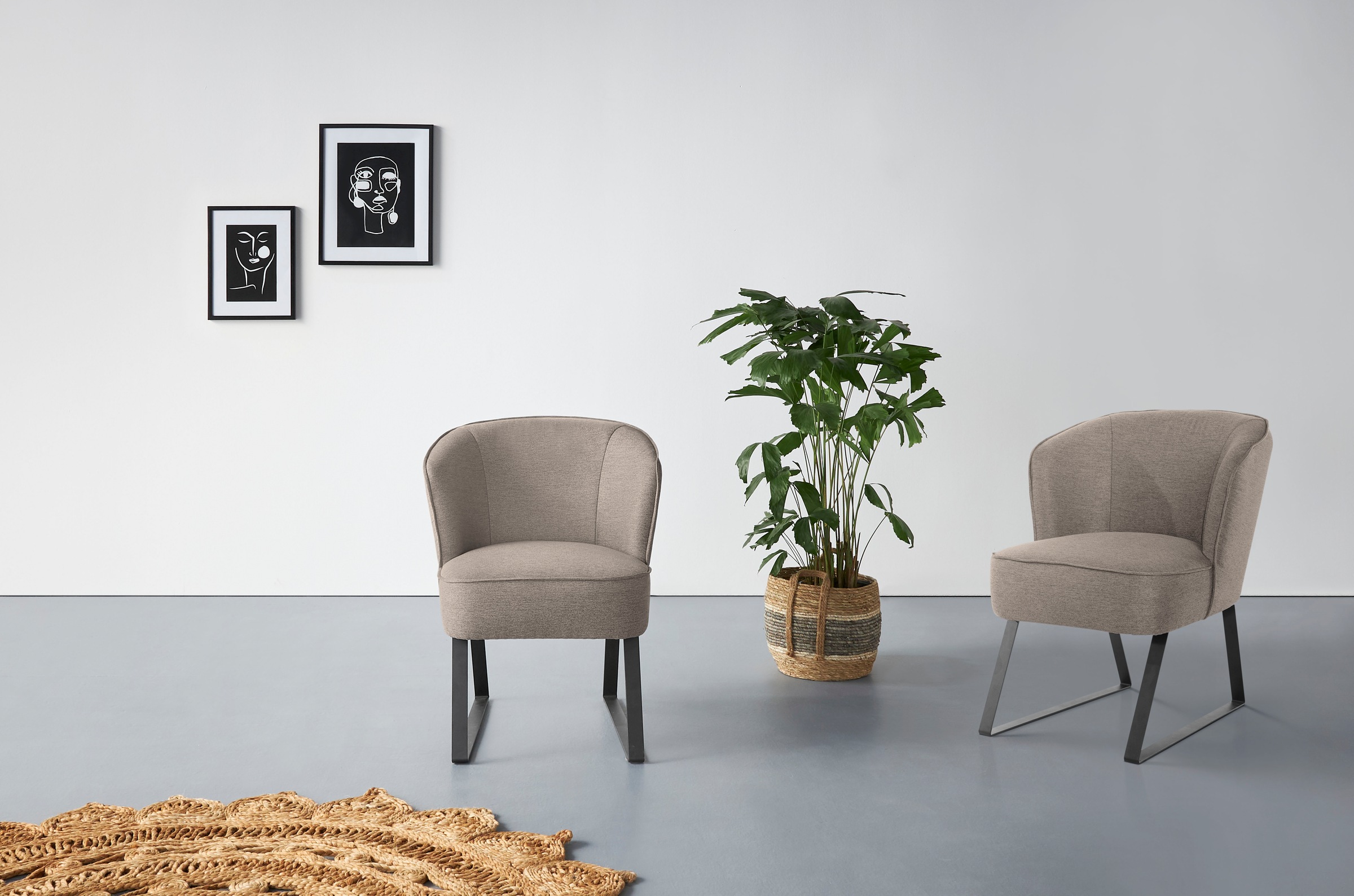 exxpo - sofa fashion Sessel »Americano«, mit Keder und Metallfüßen, Bezug in verschiedenen Qualitäten, 1 Stck.