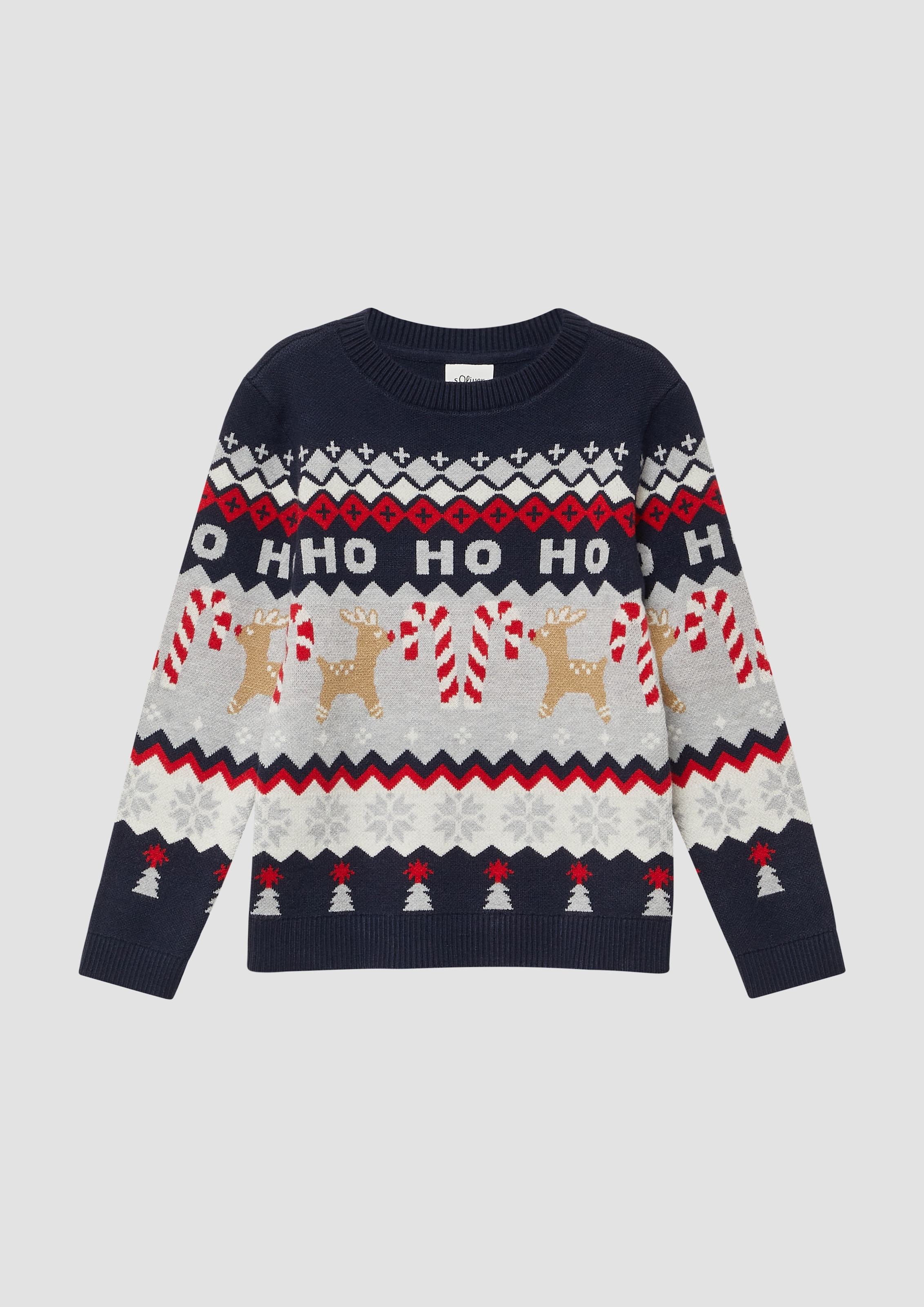 s.Oliver Junior Weihnachtspullover, mit Rundhalsausschnitt, Intarsie, Regular Fit