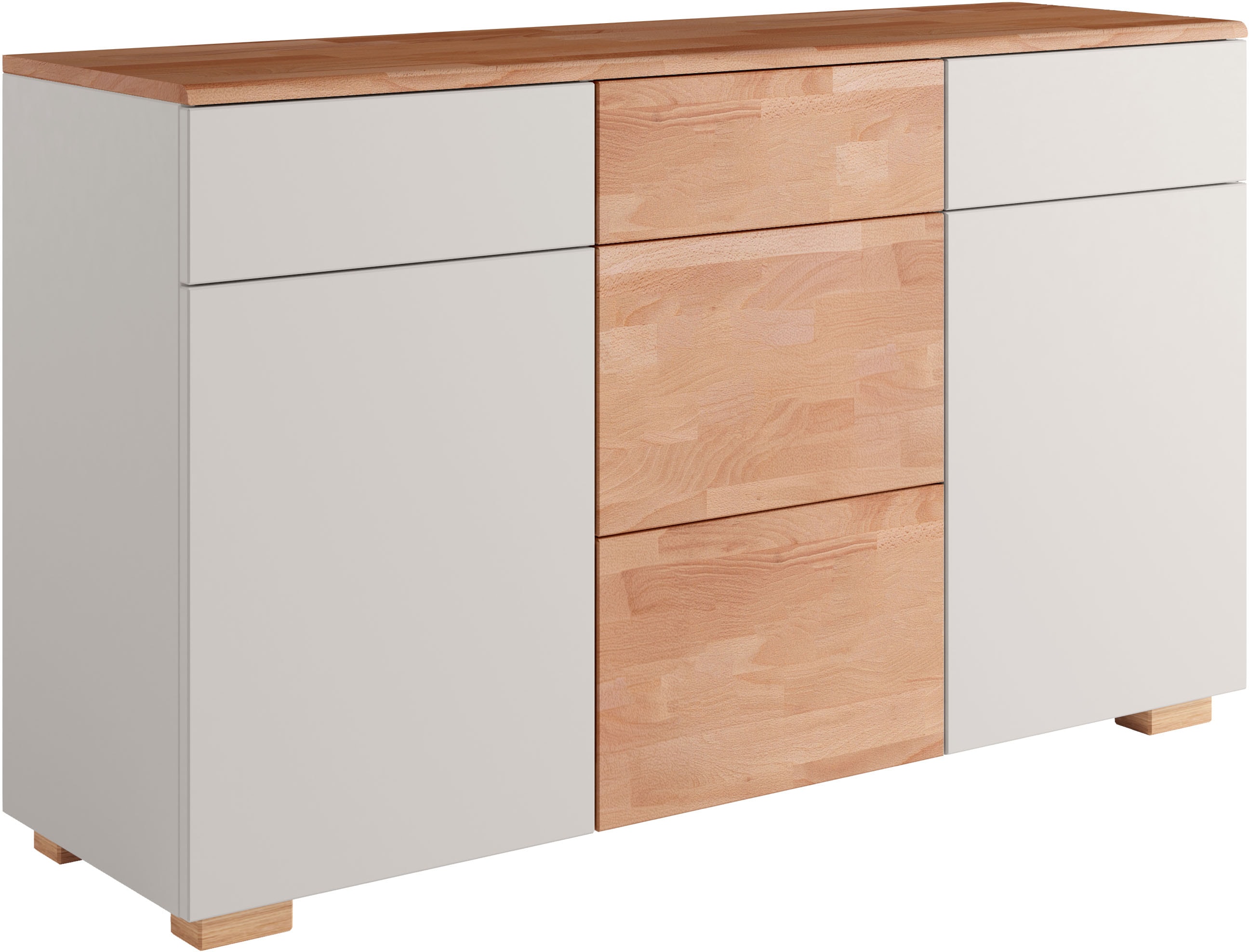OTTO home Sideboard "Citra teilmassiv" Breite 135cm,moderne grifflose Optik mit push to open Funktion