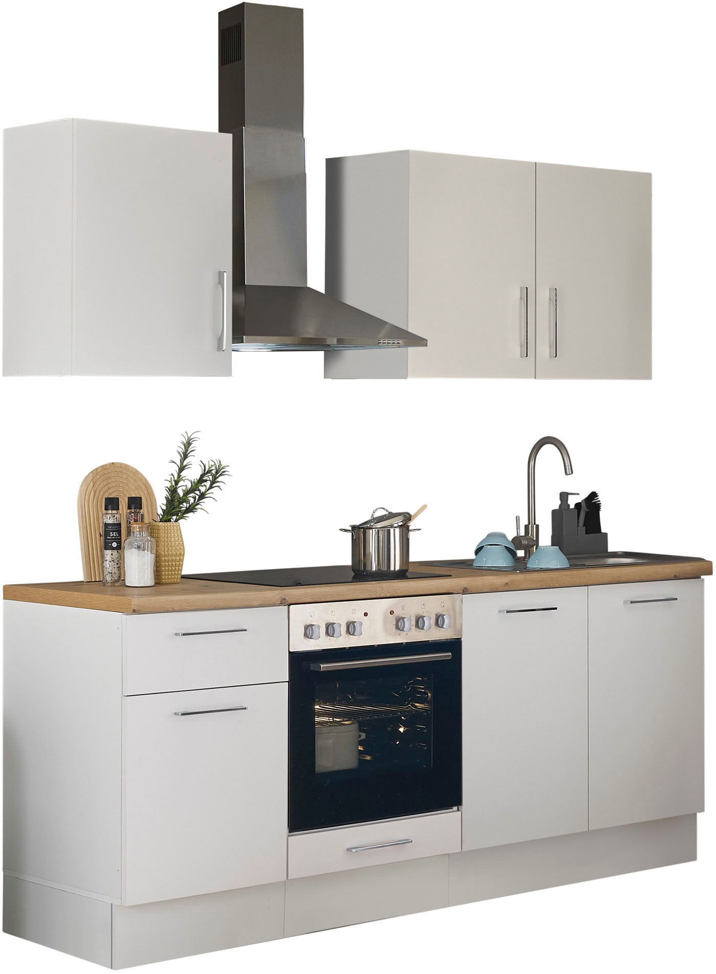 BASIC by Balculina Küchenzeile »Turin«, Breite 210 cm, wahlweise mit E-Geräten
