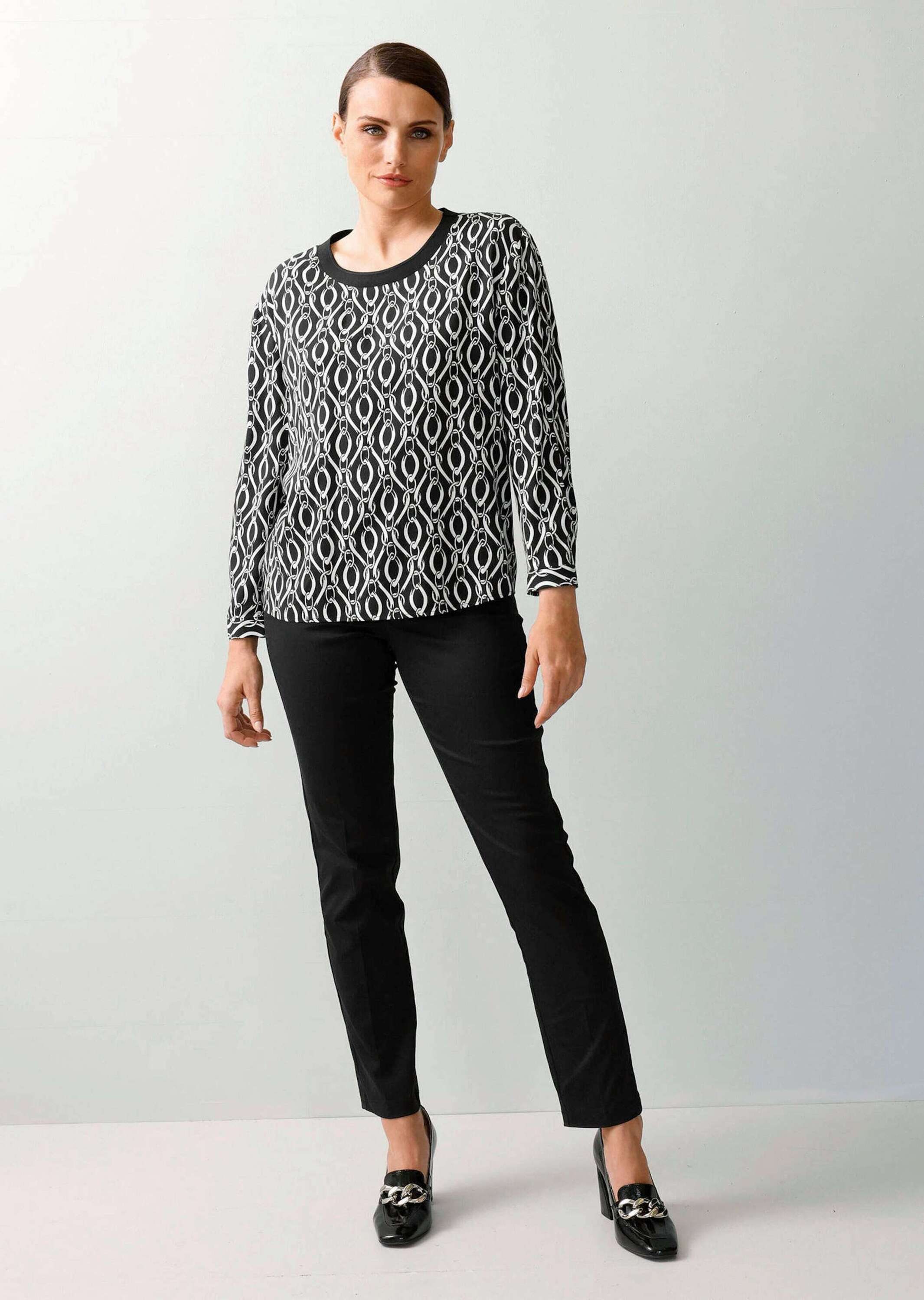 Alba Moda Schlupfbluse »Bluse Bluse in grafischem Kettendessin«
