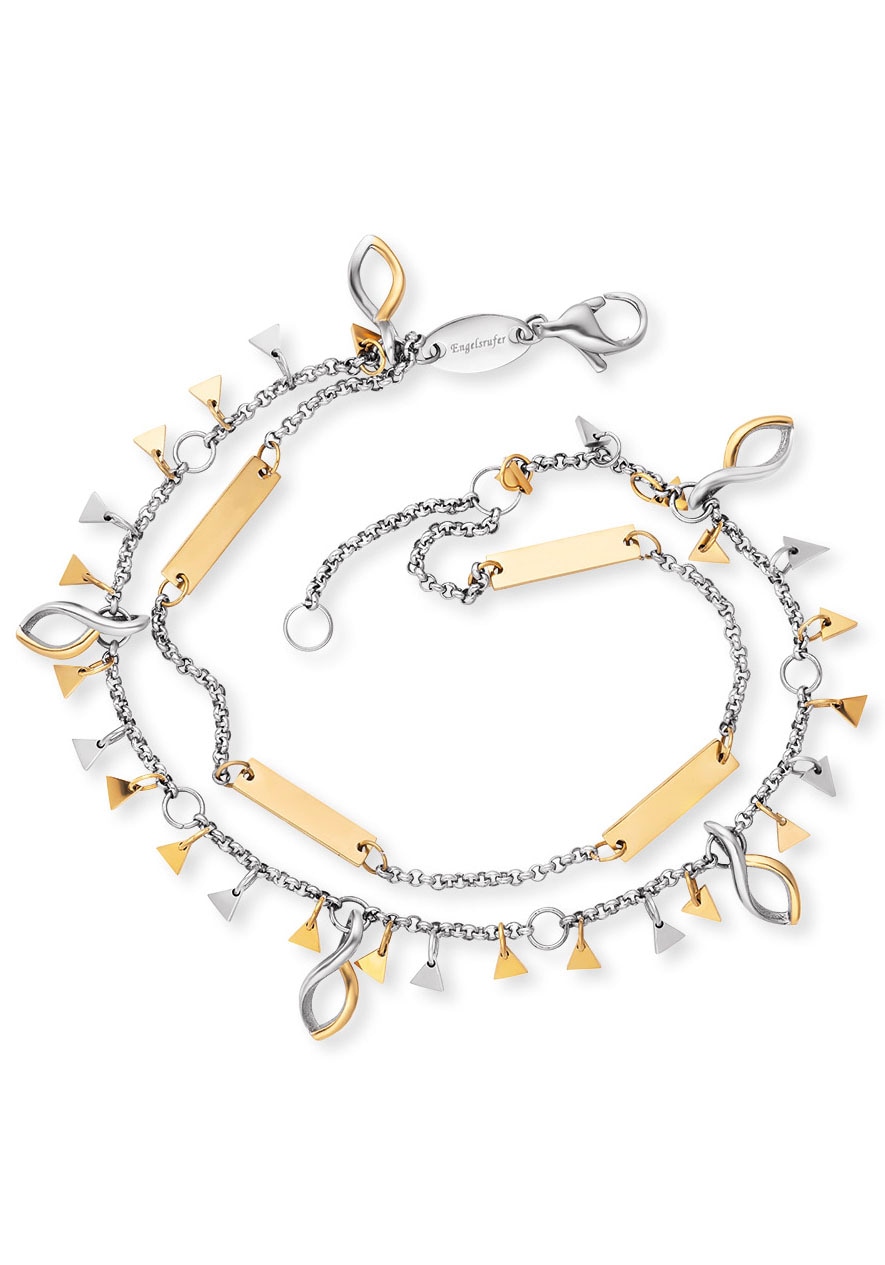 ENGELSRUFER Damen Fußkette "BOHO Triangle Bicolor", Edelstahl, gold, Edelstahl, Fußketten