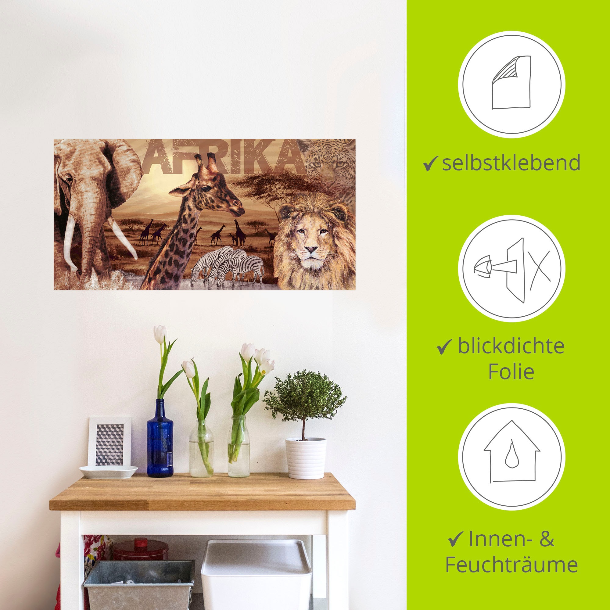 Artland Wandbild »Afrika«, Wildtiere, (1 St.), als Alubild, Outdoorbild, Leinwandbild, Poster, Wandaufkleber