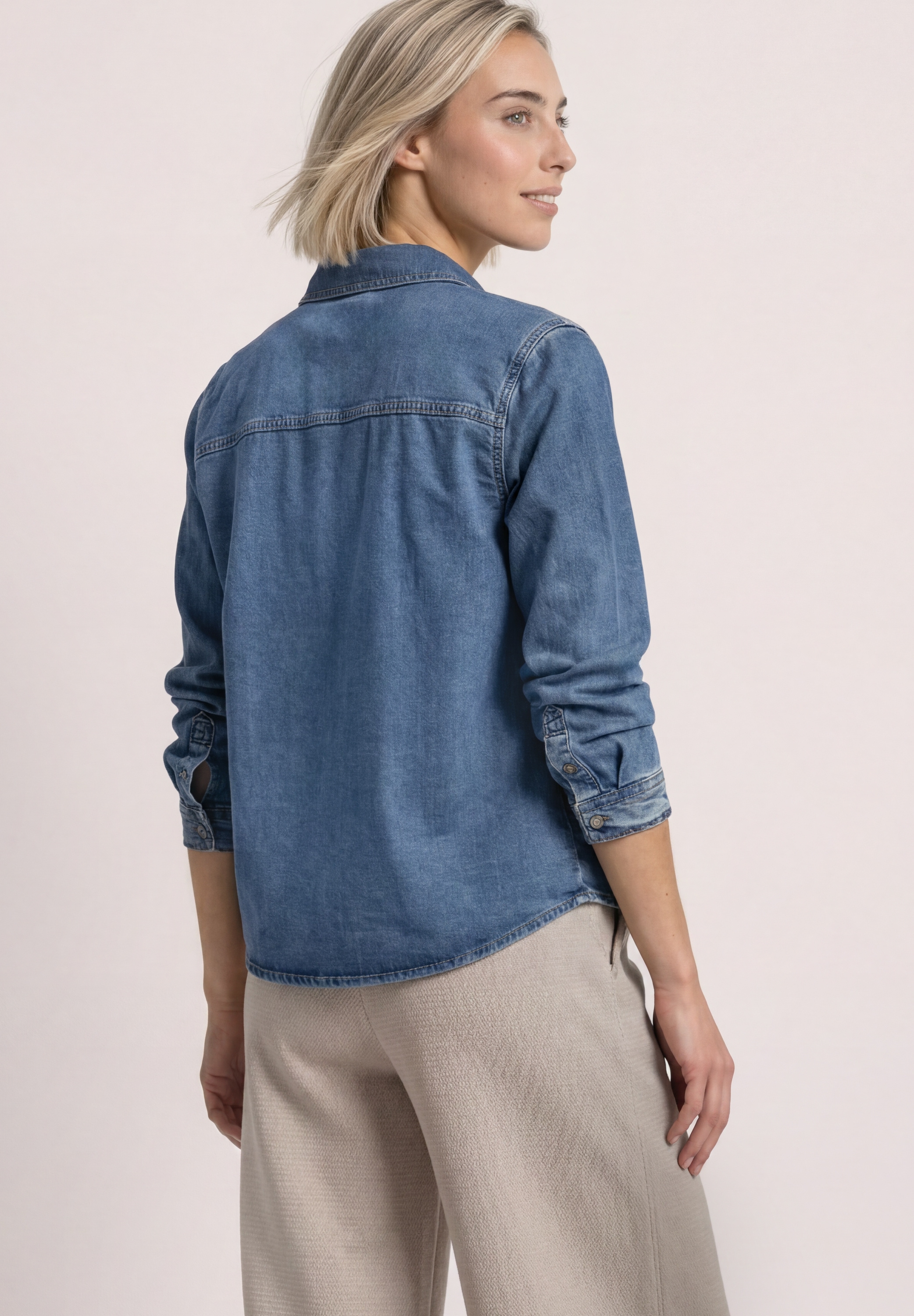 STREET ONE Langarmbluse in Denim-Optik