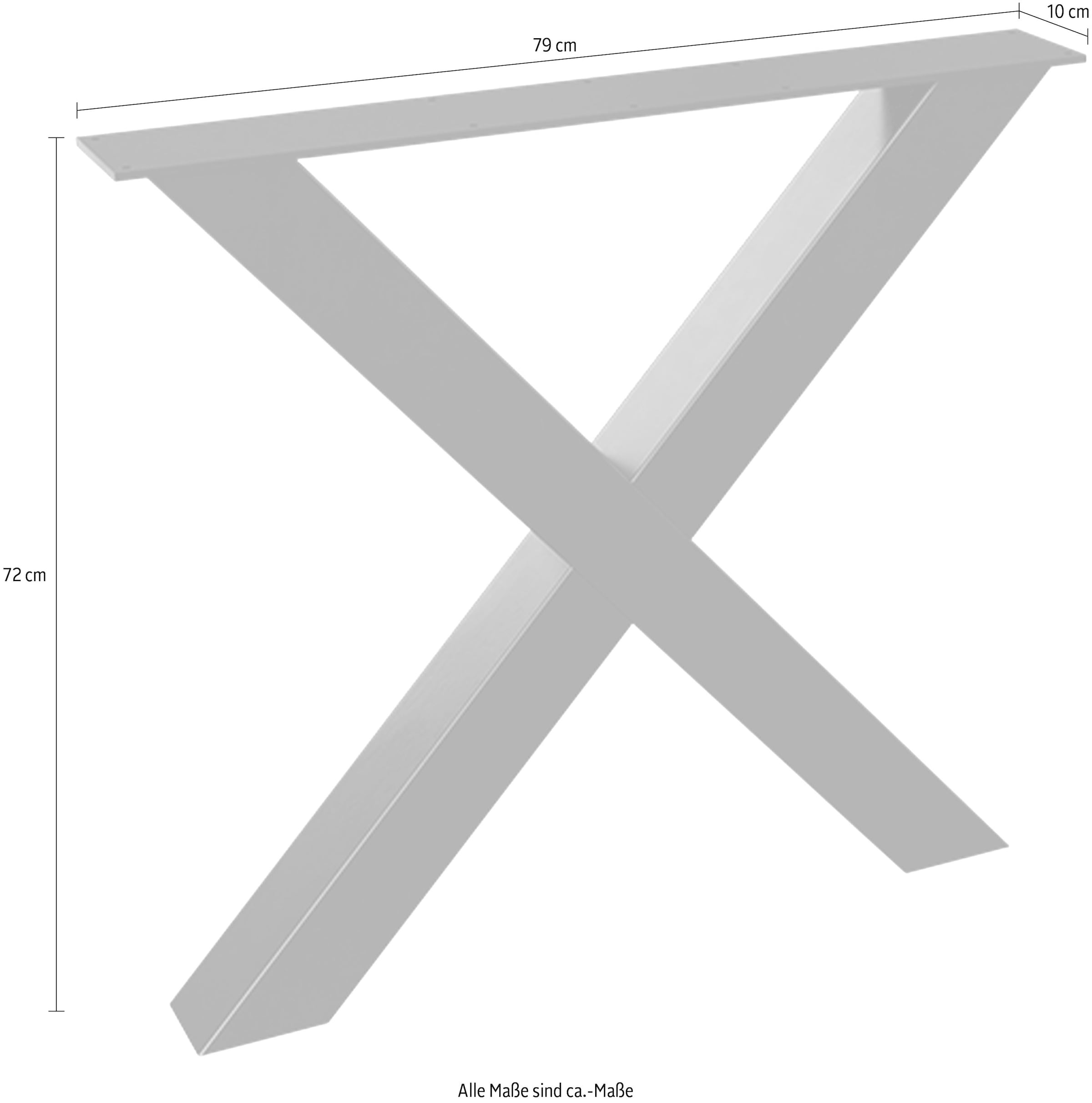 WOOOD Tischbein »Tablo Alkmaar Metall mit Pulverbeschichtung B 79 x T 10 x H 72 cm« Tragkraft 50 kg, Schweres Gestell 8x8 cm, einfach zu montieren