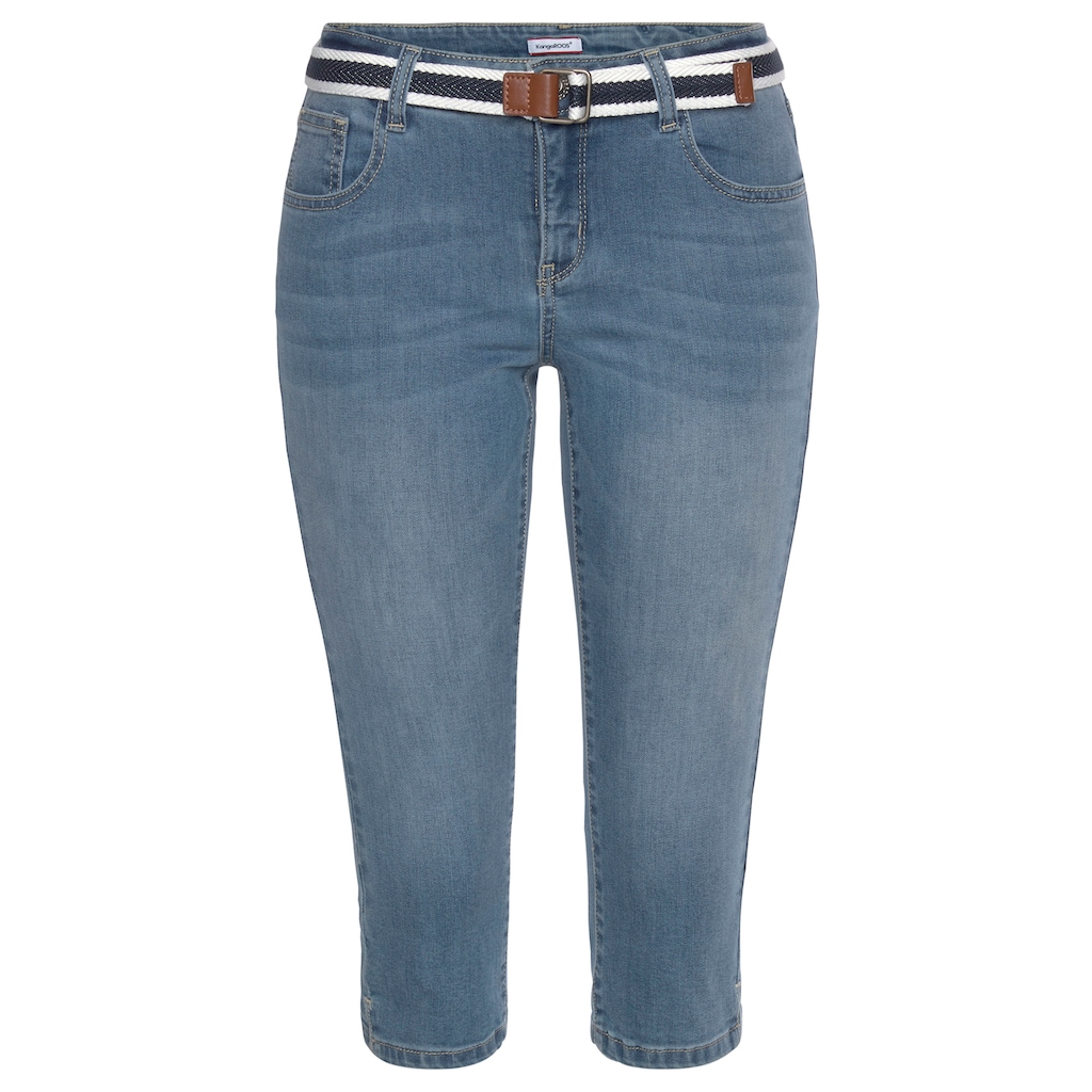 KangaROOS Caprijeans »CAPRI-JEANS mit Gürtel«, (Set, mit abnehmbarem Gürtel), mit passendem Gürtel