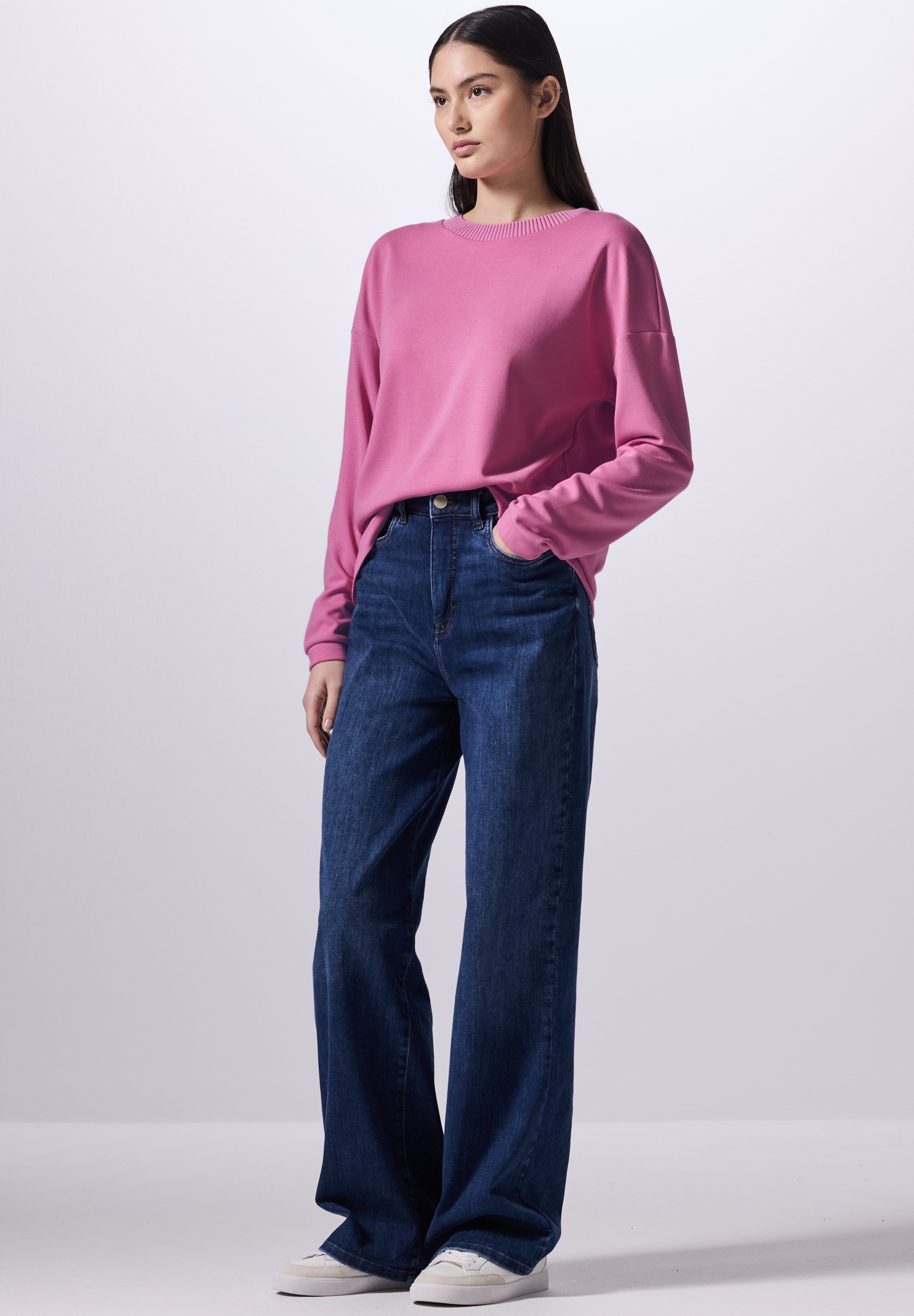 STREET ONE STUDIO Langarmshirt, aus elastischem Materialmix