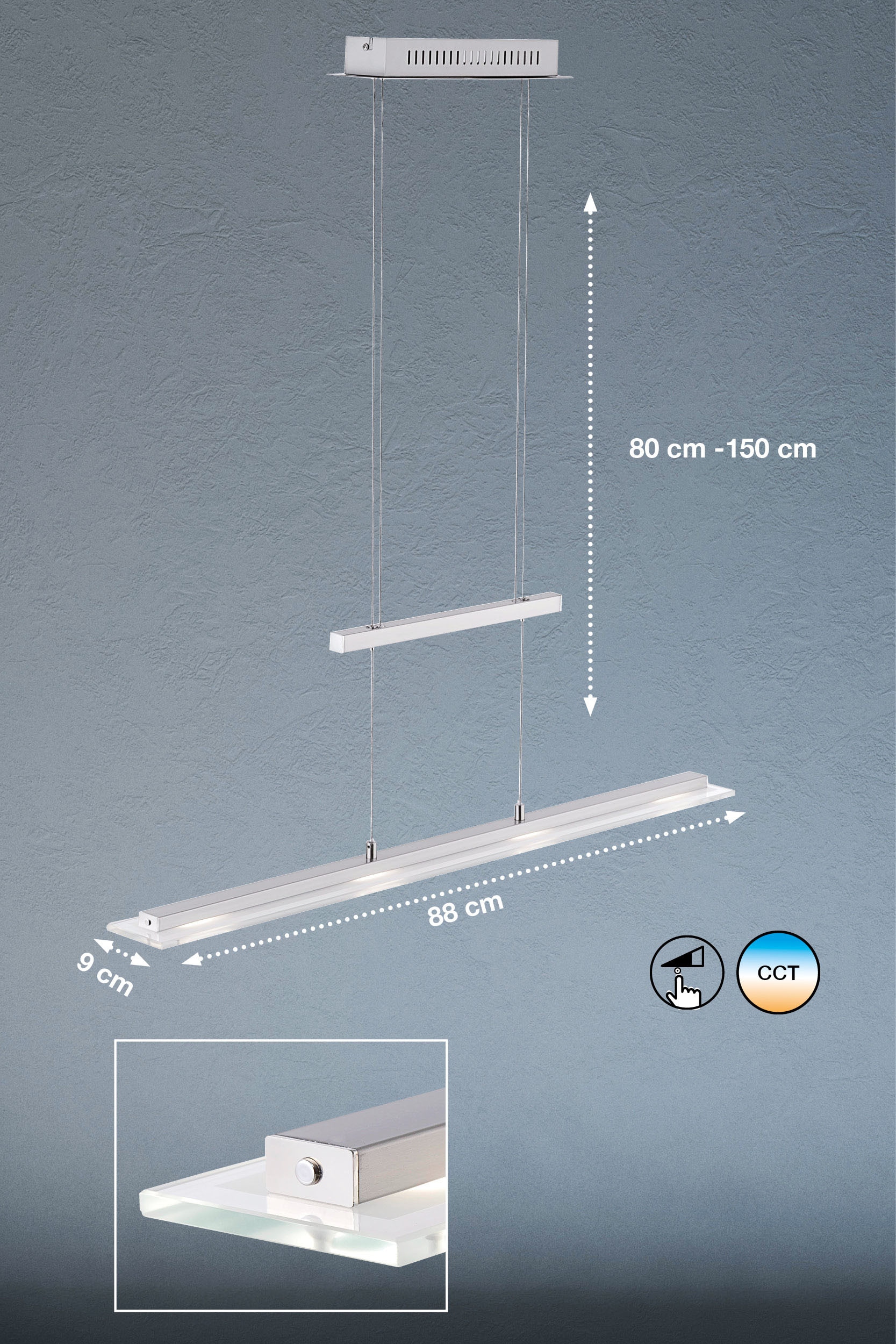 Paul Neuhaus LED Pendelleuchte CCT- Lichtmanagement; BAUR flammig-flammig, »Adriana«, 3 | Touchschalter; Höhenverstellbar Touchdimmer
