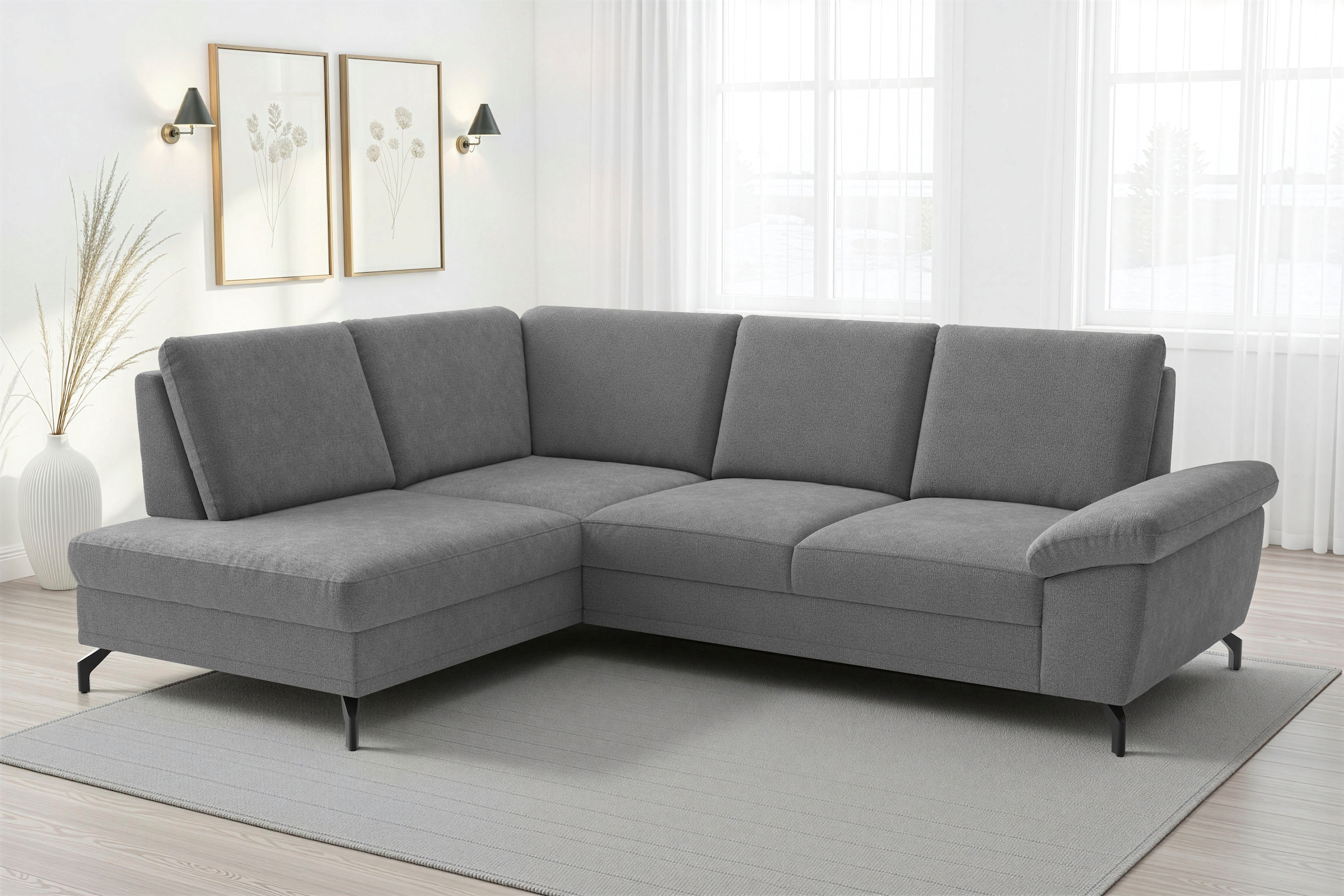 sit&more Ecksofa "Chelsea L-Form, B: 249 cm, Armteil- & Sitztiefenverstellung" optional Schlaffunktion und Bettkasten