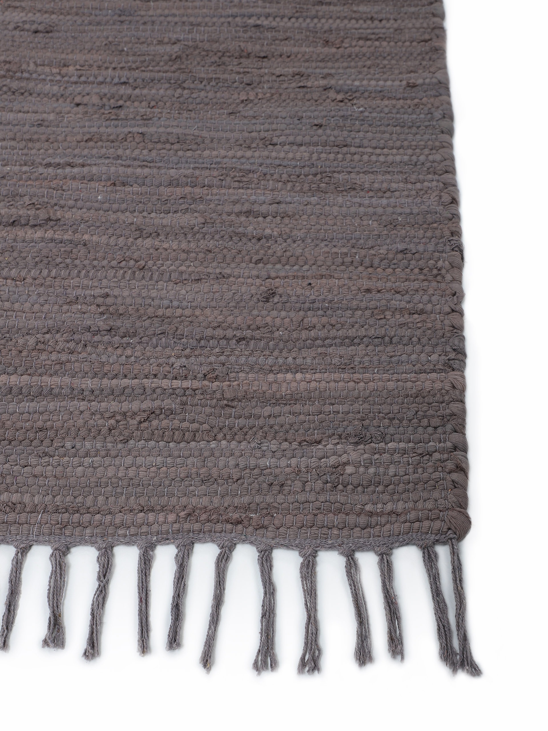 carpetfine Teppich »Kelim Chindi uni, auch als Läufer«, rechteckig, 5 mm Höhe, Wendeteppich, reine Baumwolle, handgewebt, Uni-Farben, mit Fransen