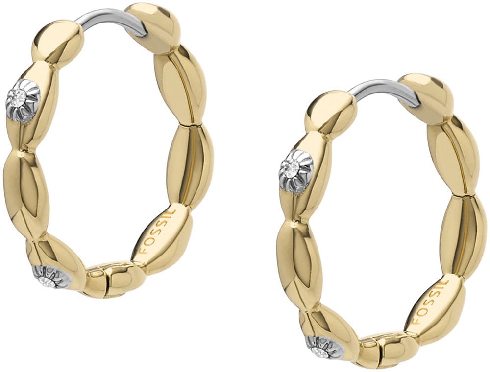 Fossil Paar Creolen »Schmuck Edelstahl Ohrringe Sutton Magisches Auge Evil Eye, JF04795710«, mit Glasstein
