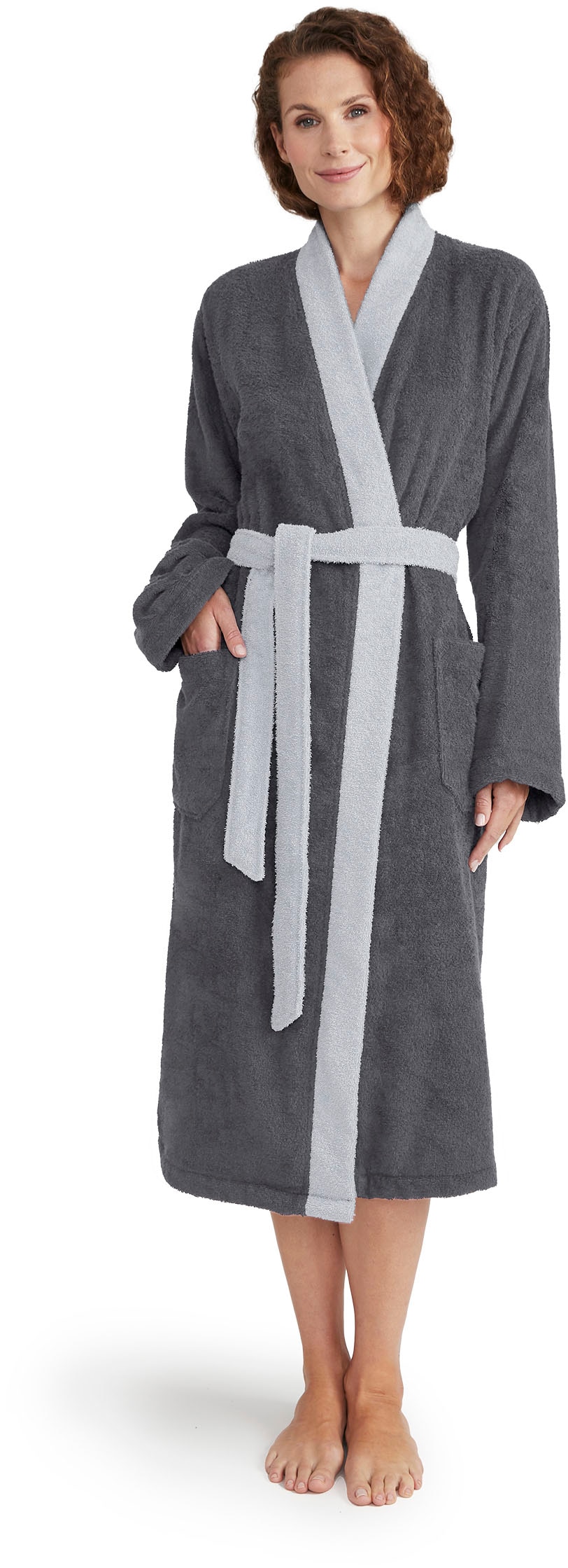 Möve Unisex-Bademantel »Superwuschel Kimono mit Blende«, (1 St.), ideal für Sauna & Spa, Hotelbademantel