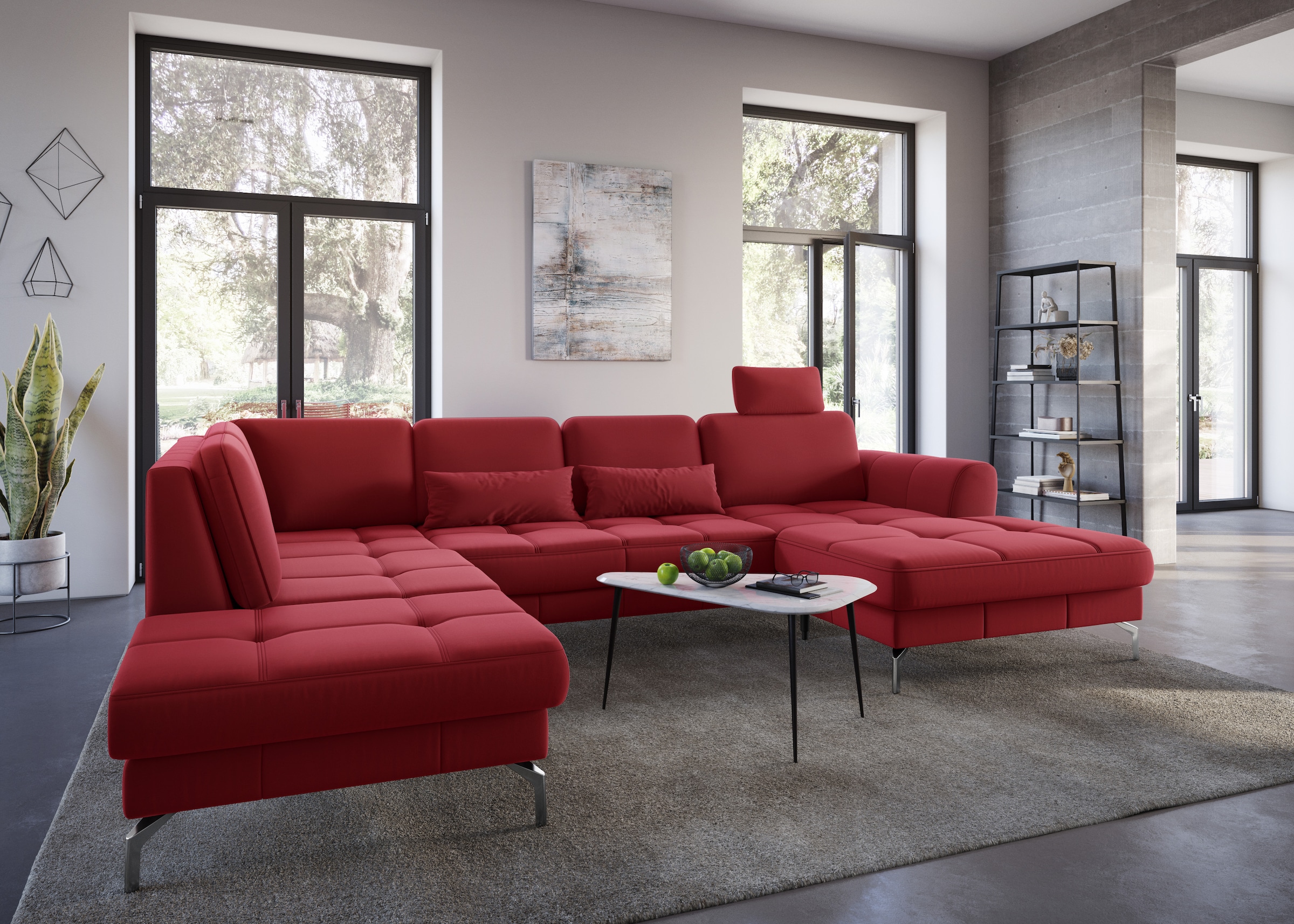 sit&more Wohnlandschaft »Bendigo U-Form« inklusive Sitztiefenverstellung, Bodenfreiheit 15 cm, in 2 Fußfarben