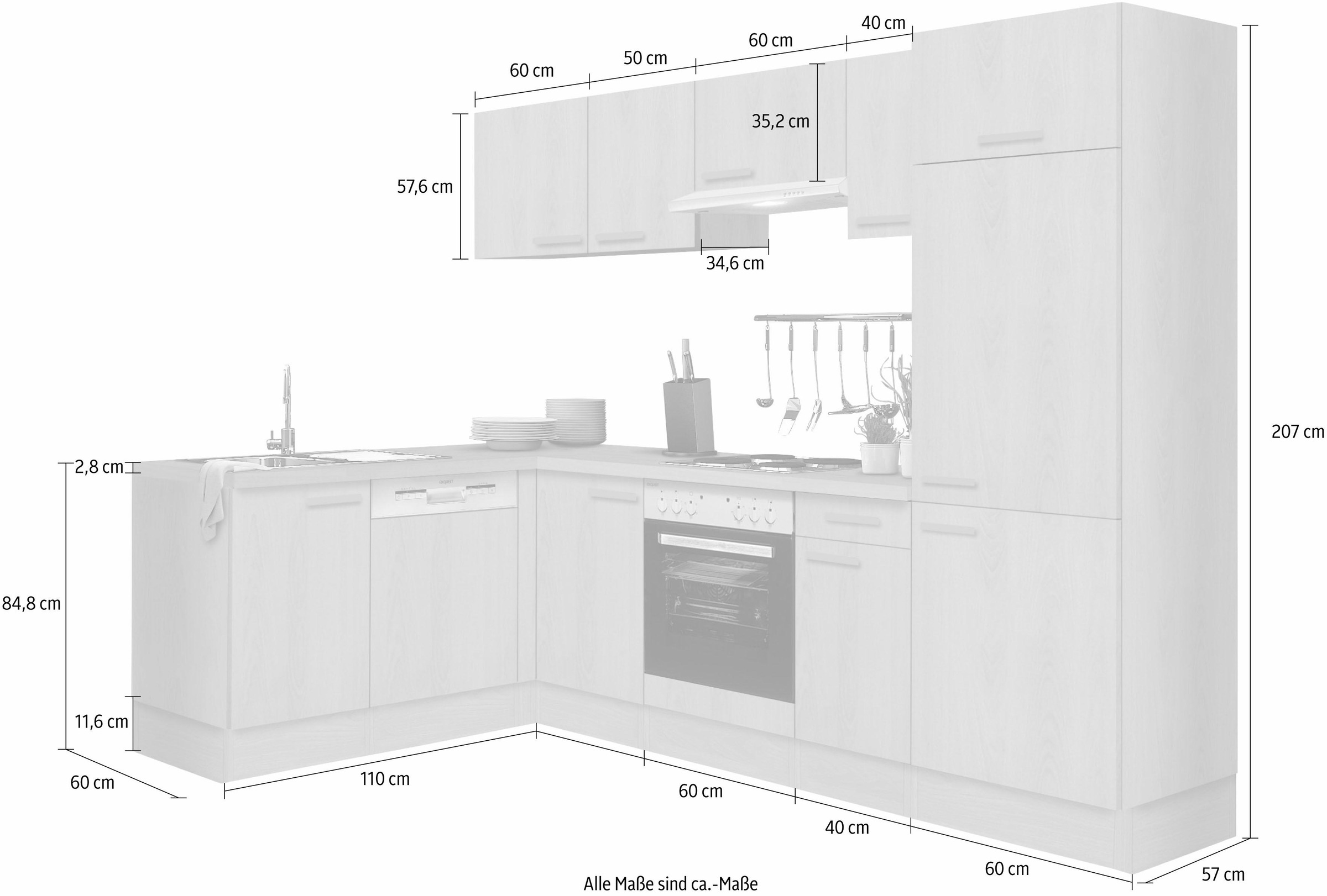 OPTIFIT Winkelküche »Odense«, Stellbreite 275 x 175 cm, mit 28 mm starker  Arbeitsplatte bestellen | BAUR