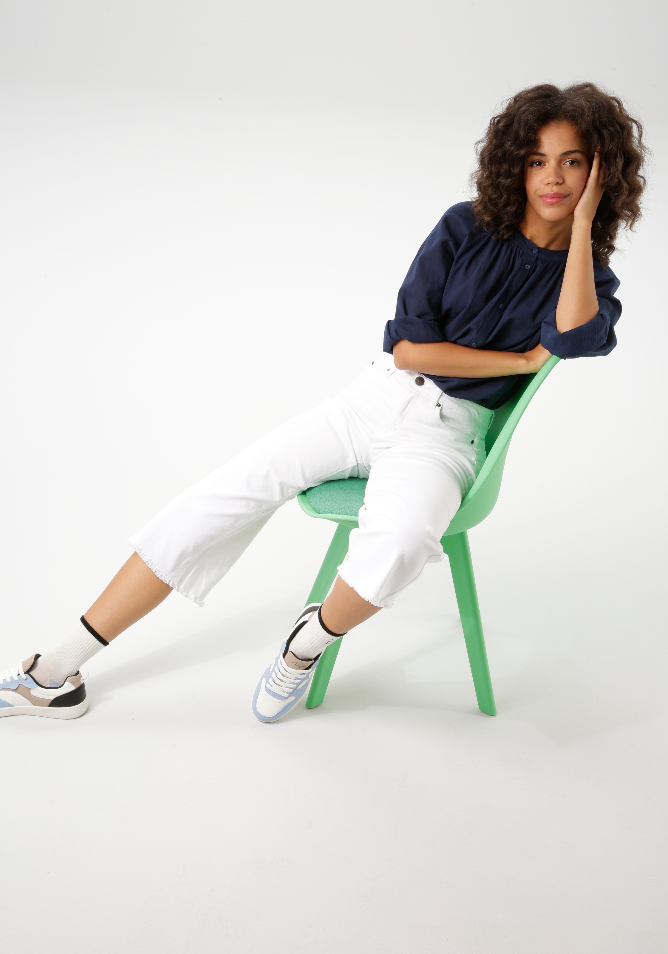 Aniston CASUAL Langarmbluse, aus strukturierter Baumwolle - NEUE KOLLEKTION