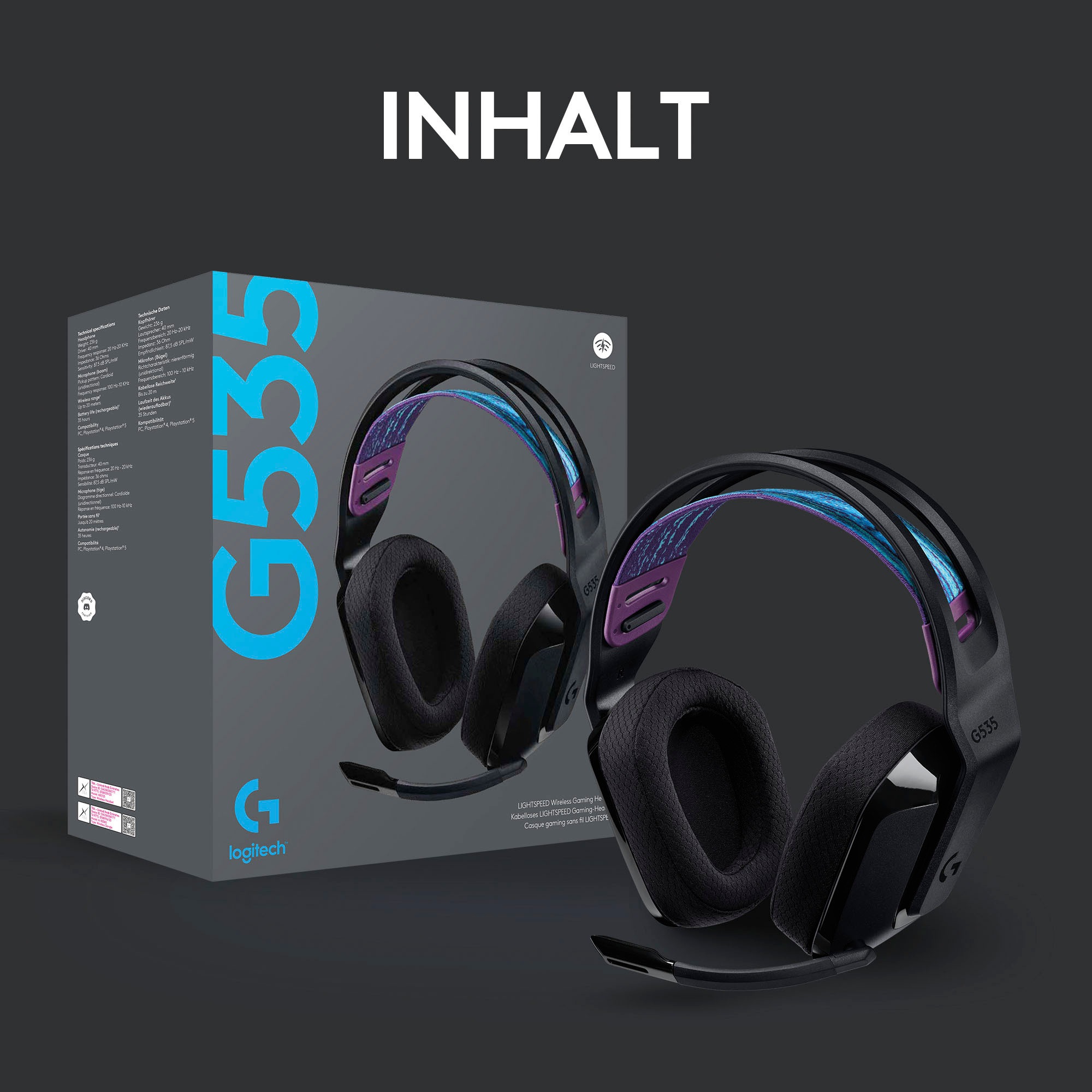 Logitech Gaming-Headset »G535 LIGHTSPEED«, WLAN (WiFi)