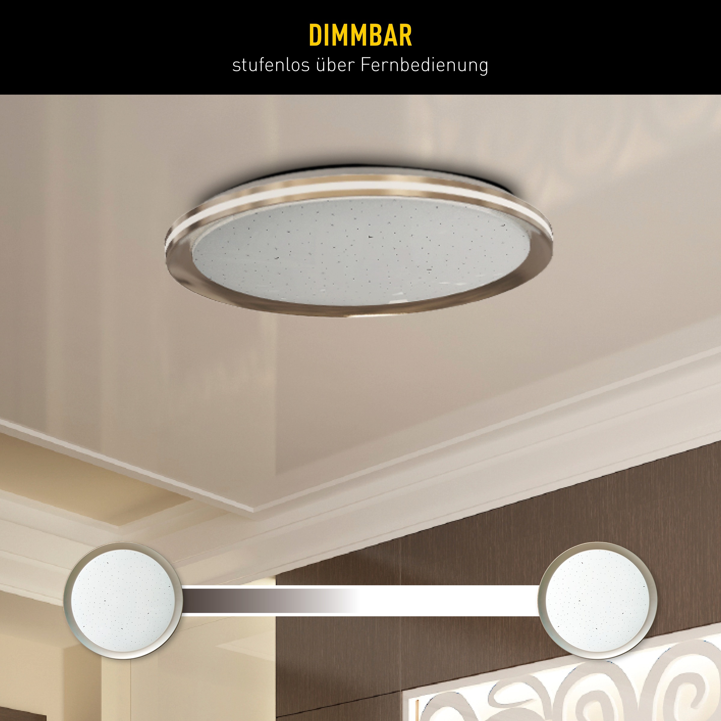 näve LED Deckenleuchte »Liebenzell« LED-Modul 1 Stk. Neutralweiß | Warmweiß CCT, Memory, Nachtlicht, Zeitschaltuhr, Sterneffekt, IR-Fernbedienung