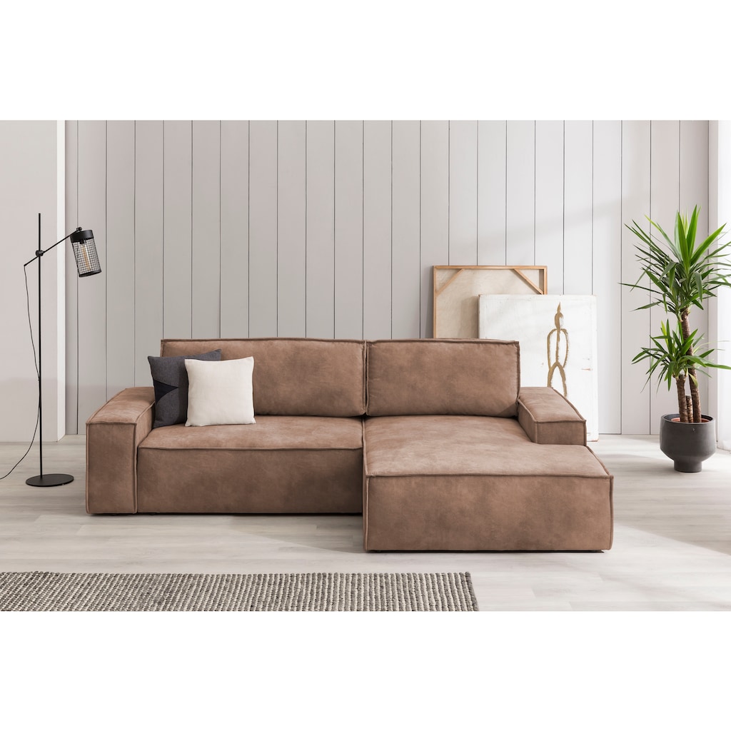 Ecksofa SHERWOOD Schlafsofa, mit Bettkasten, Cord-Bezug