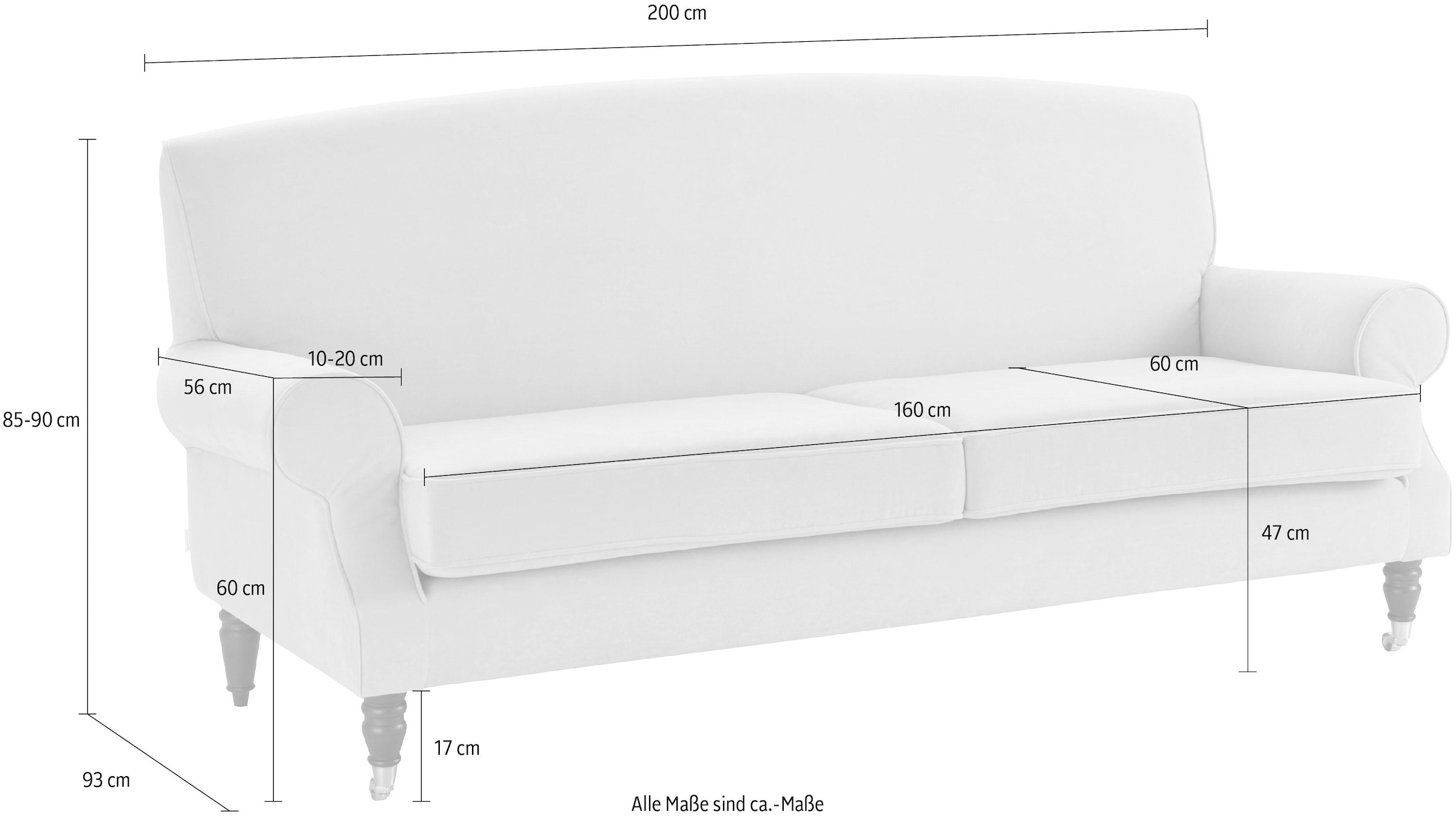 Home affaire 3-Sitzer »Rennes« in Samtoptik oder Baumwoll-Mix