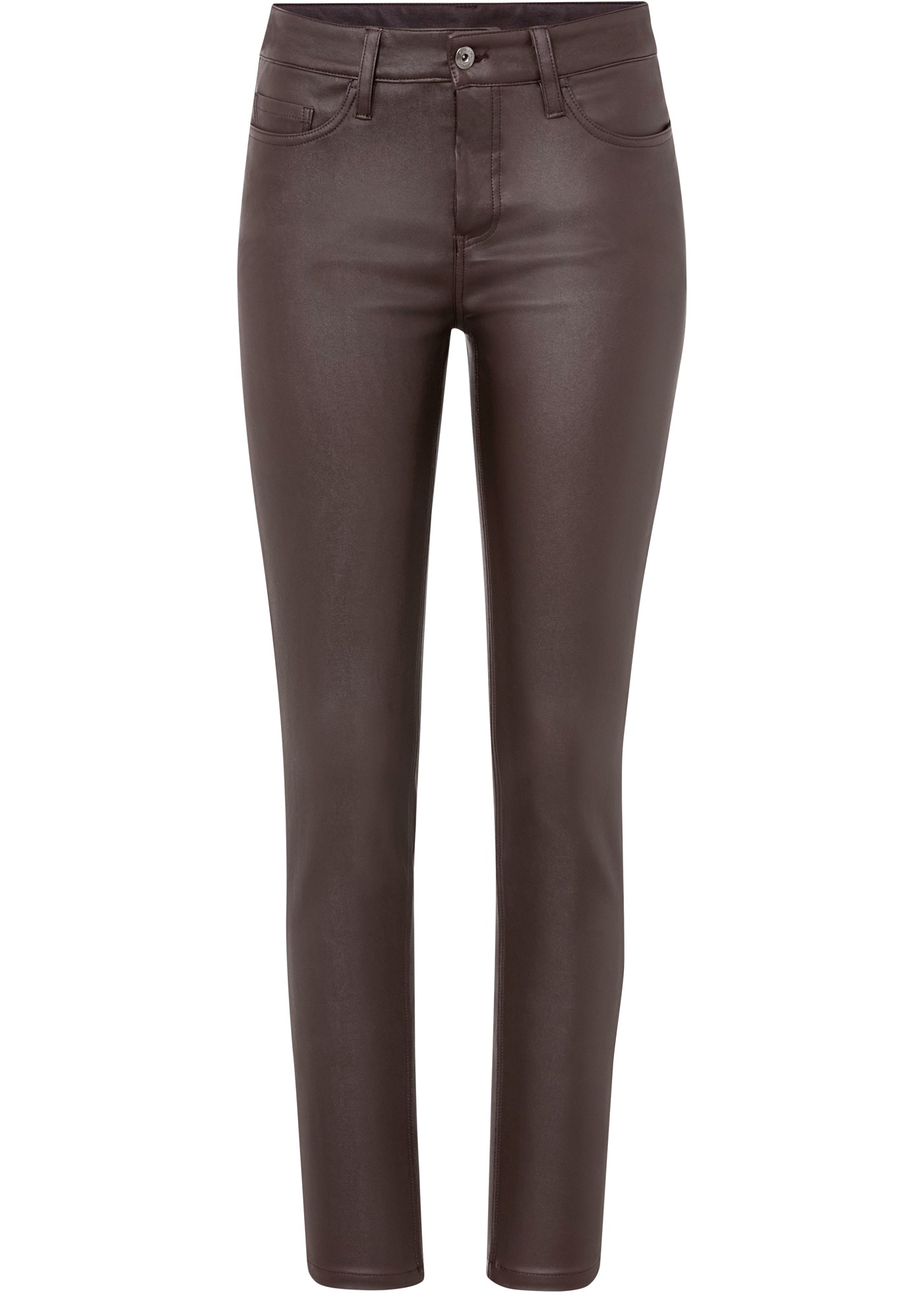bonprix Stretch-Hose  mit Lederoptik, Slim Fit Passform, mit Push-up Effekt