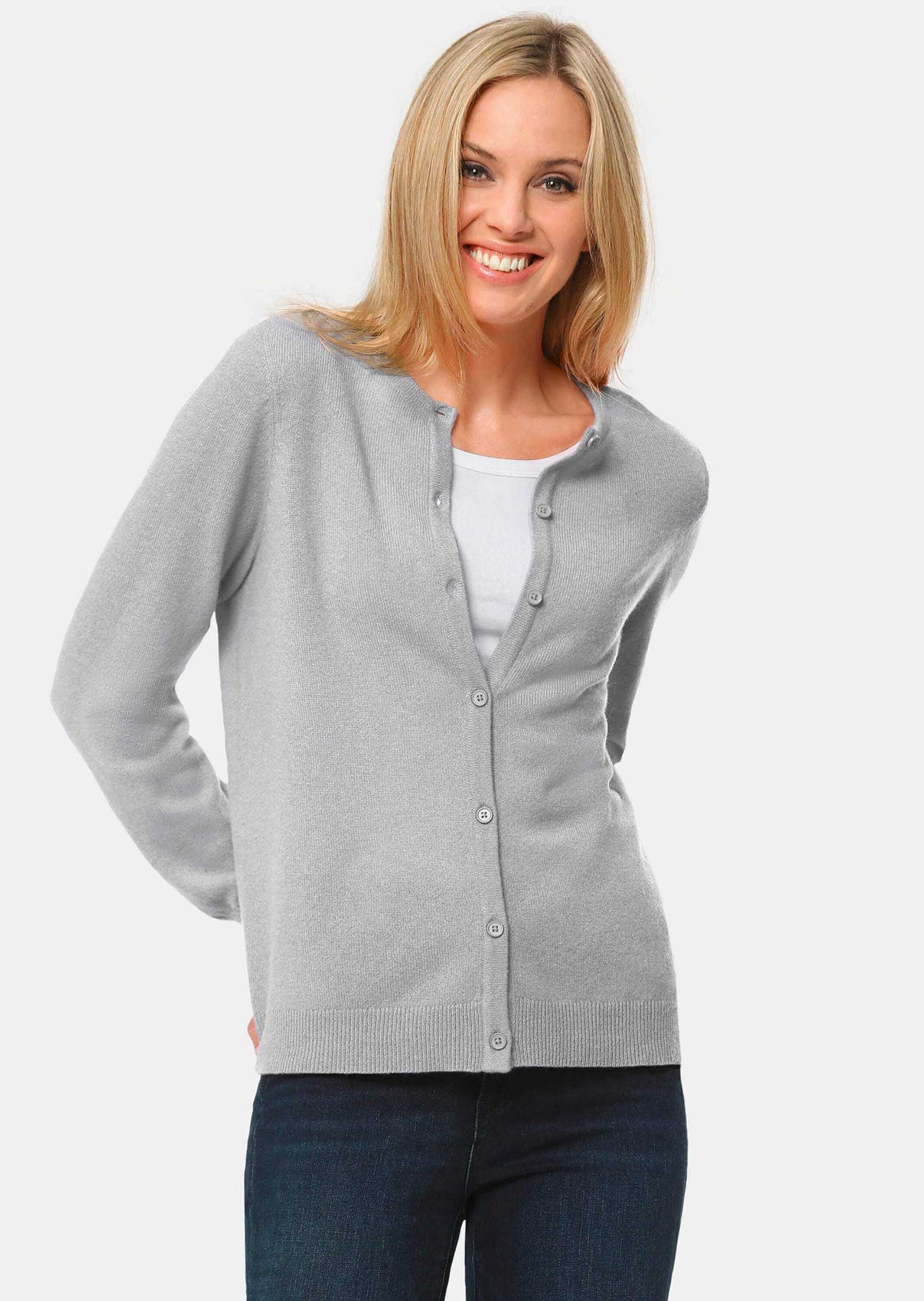 GOLDNER Strickpullover "Kaschmirstrickjacke mit Rundhalsausschnitt Kuschelw günstig online kaufen