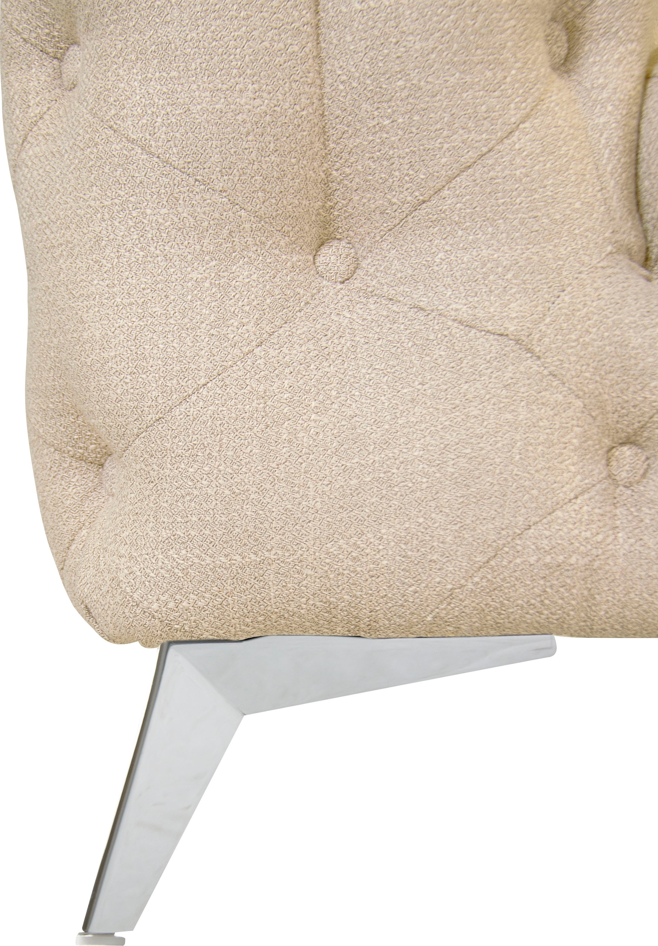 Leonique Chesterfield-Sofa »Ecksofa GLYNIS L-Form mit Wellenunterfederung, Maße B/T/H 264/204/75cm«, aufwändige Knopfheftung, moderne Chesterfield Optik, Fußfarbe wählbar