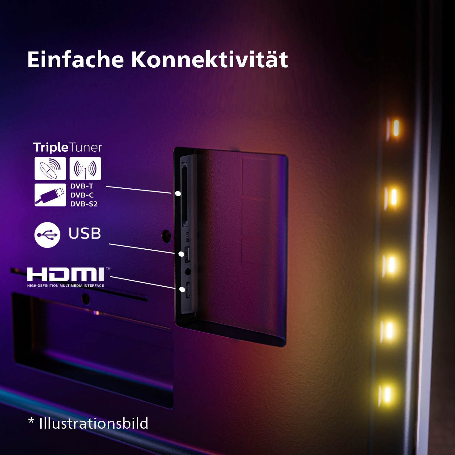 Philips LED-Fernseher, 126 cm/50 Zoll, 4K Ultra HD, Android TV-Google TV-Smart-TV, 3-seitiges Ambilight