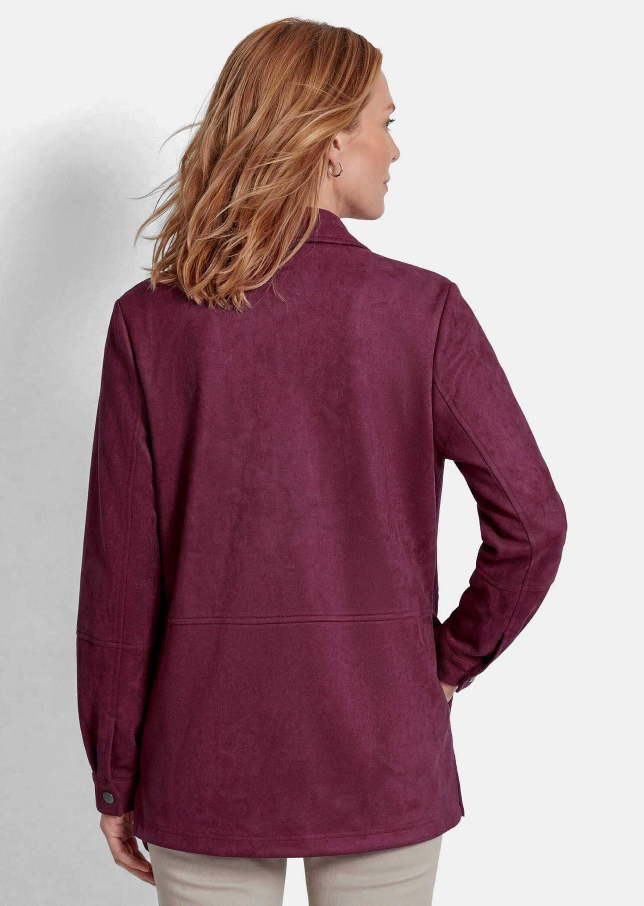GOLDNER Kurzjacke »Kurzgröße Hemdjacke in Veloursleder-Optik« seitliche Eingriffstaschen